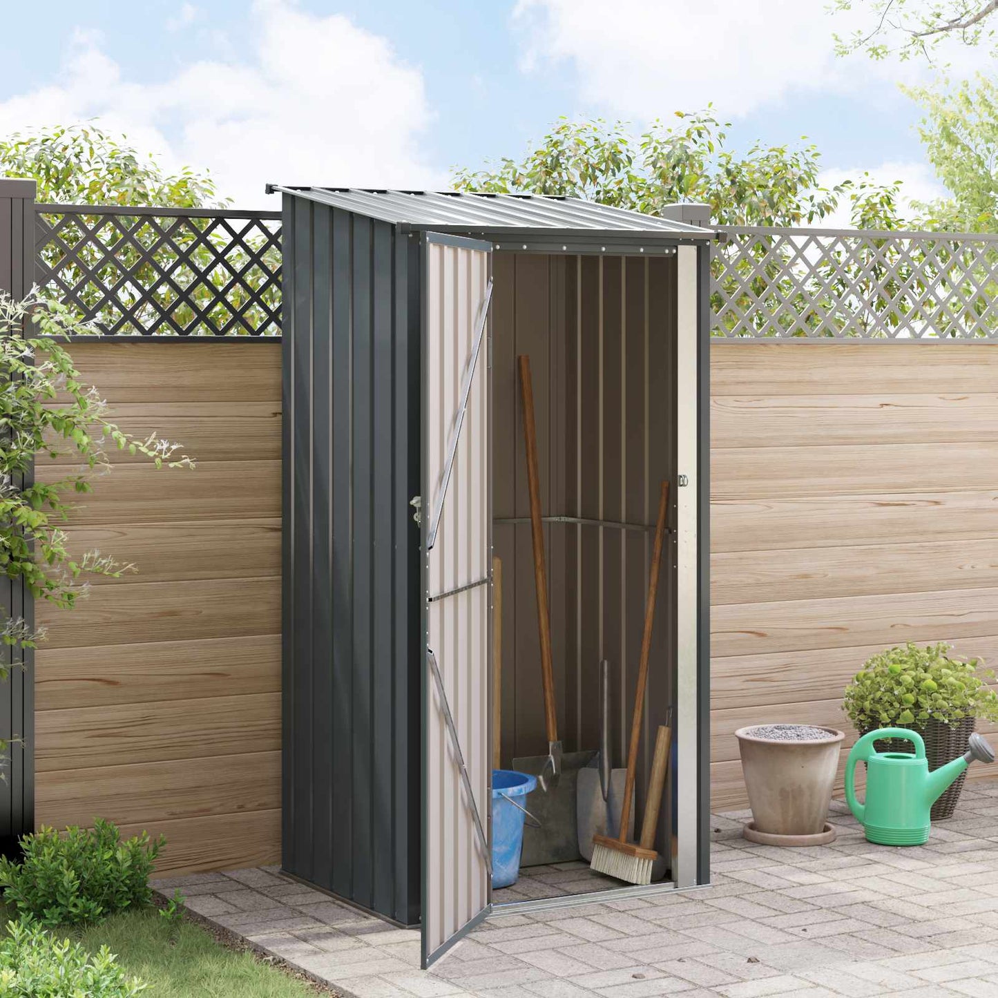 Hageskur Antrasitt 103 x 86 x 200 cm Metall