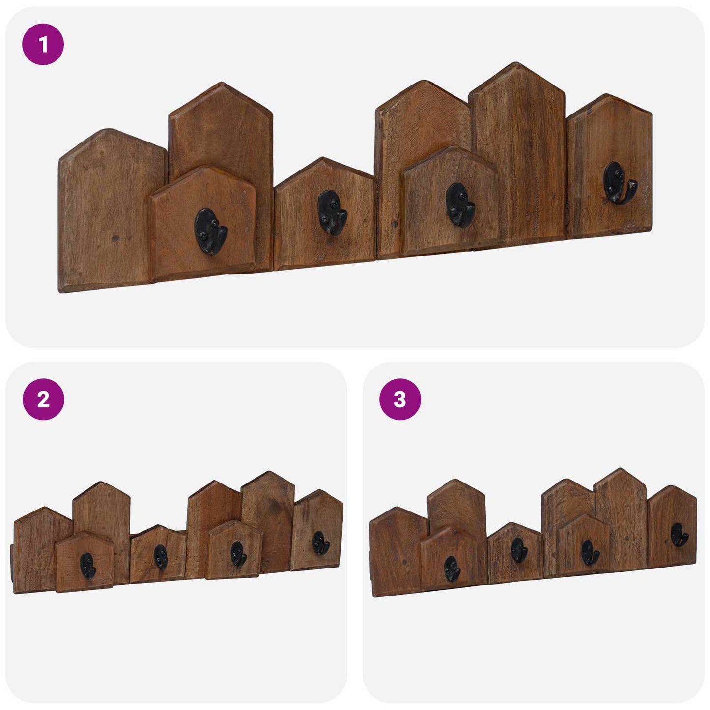 Henger Brun 48 x 8 x 15 cm Massiv Mahogni Tre