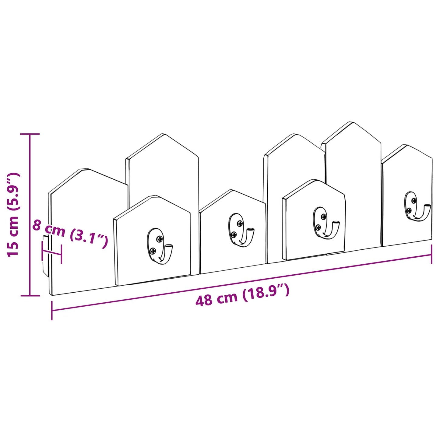 Henger Brun 48 x 8 x 15 cm Massiv Mahogni Tre