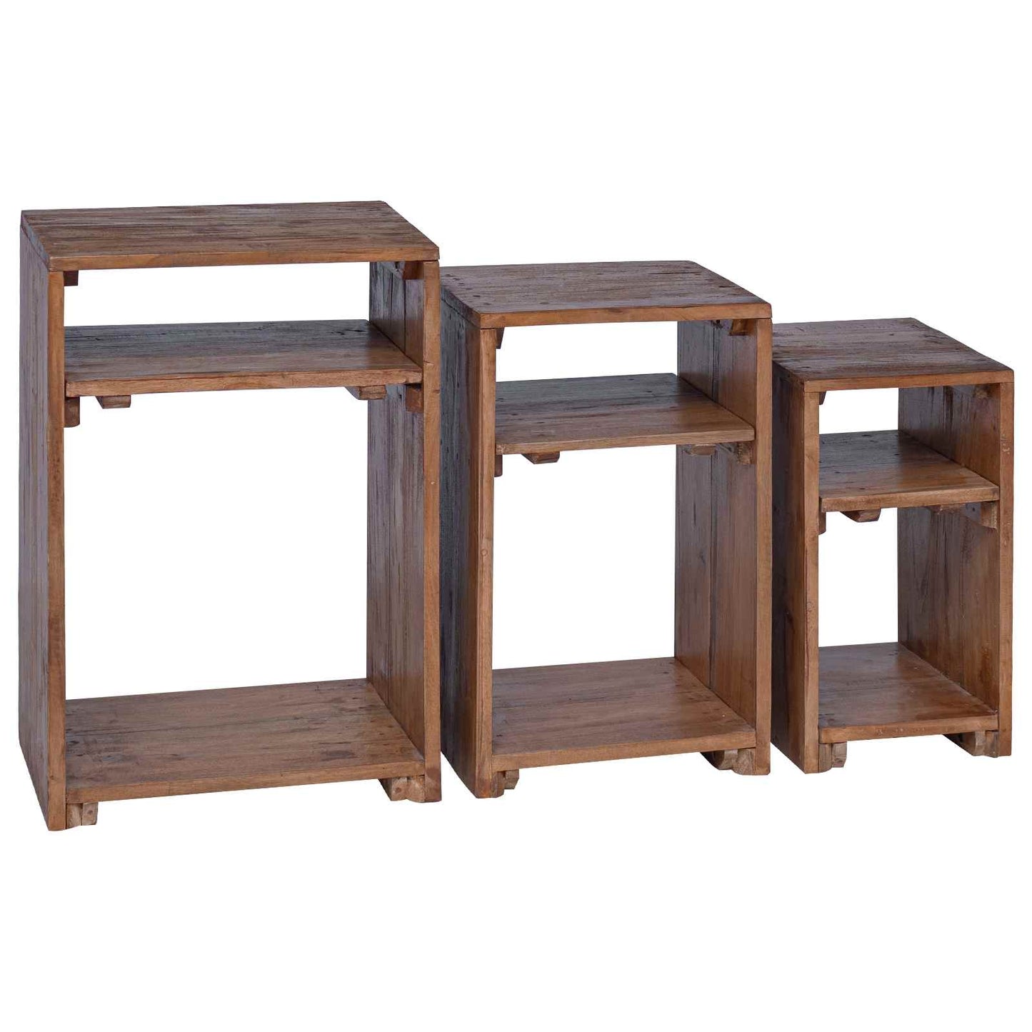 Accent Bord med hylle med lagring 3 pcs Brun Massiv Mahogni Tre