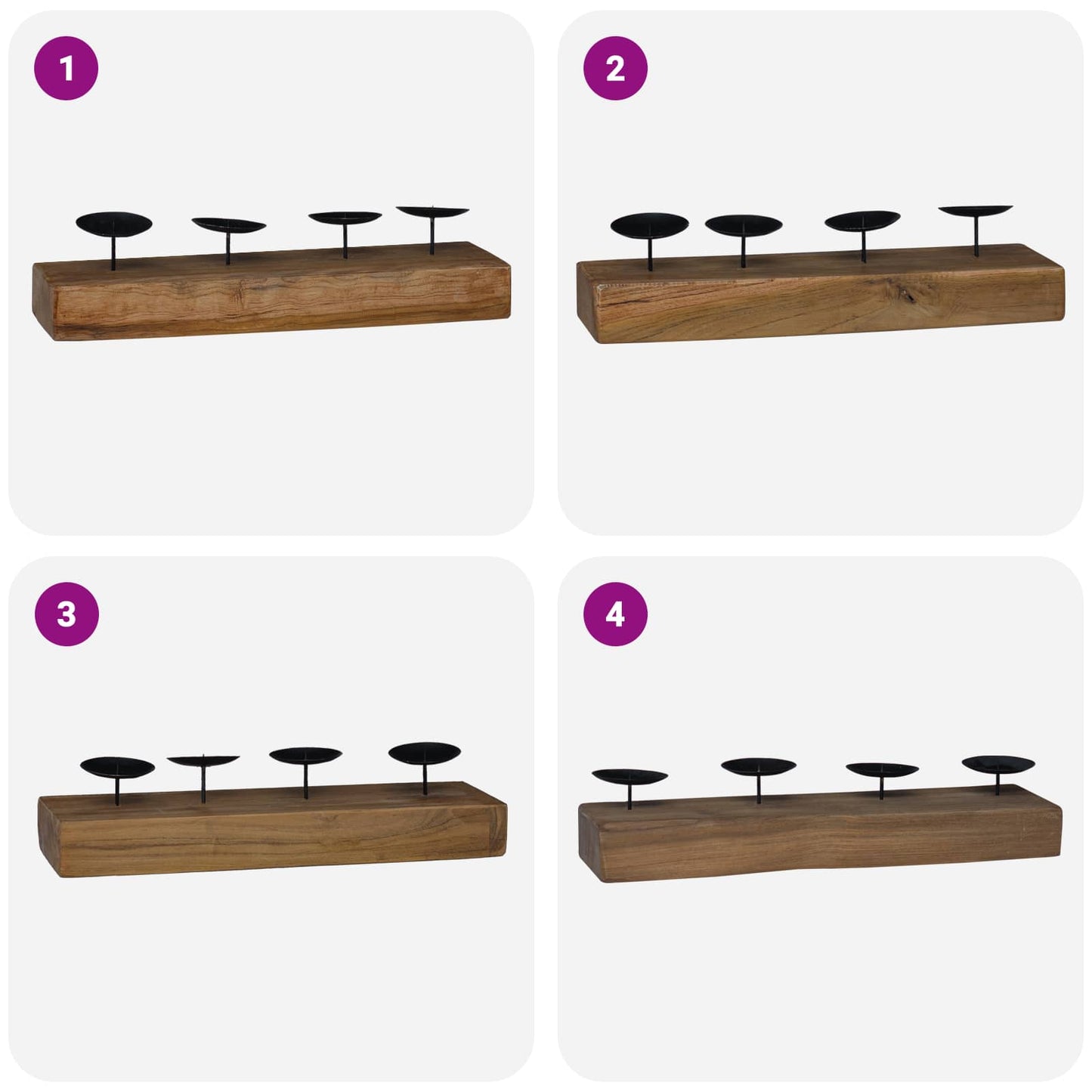 Lysestake Naturlig 50 x 15 x 10 cm Massivt teaktre