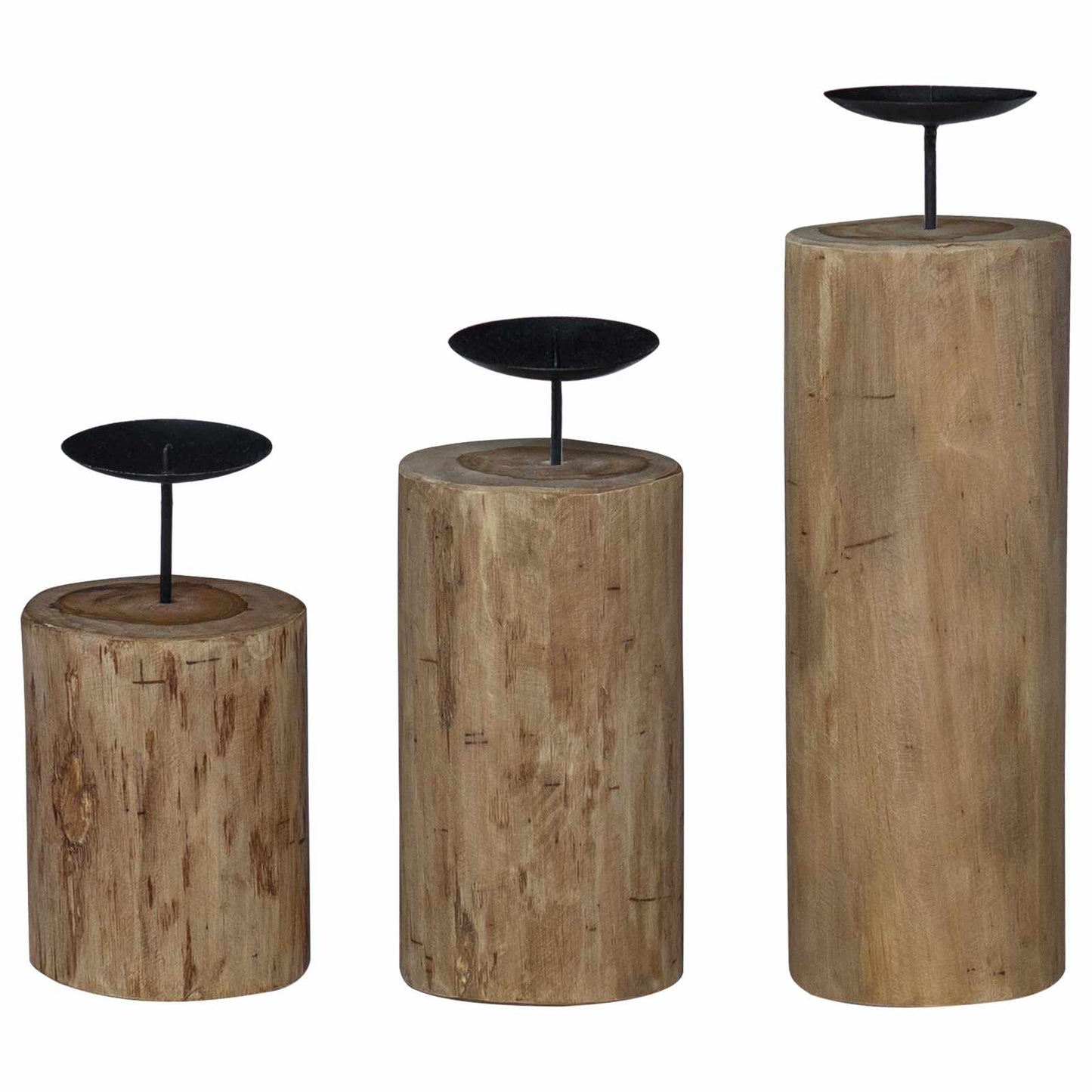 Lysestake 3 pcs Naturlig Massivt teaktre