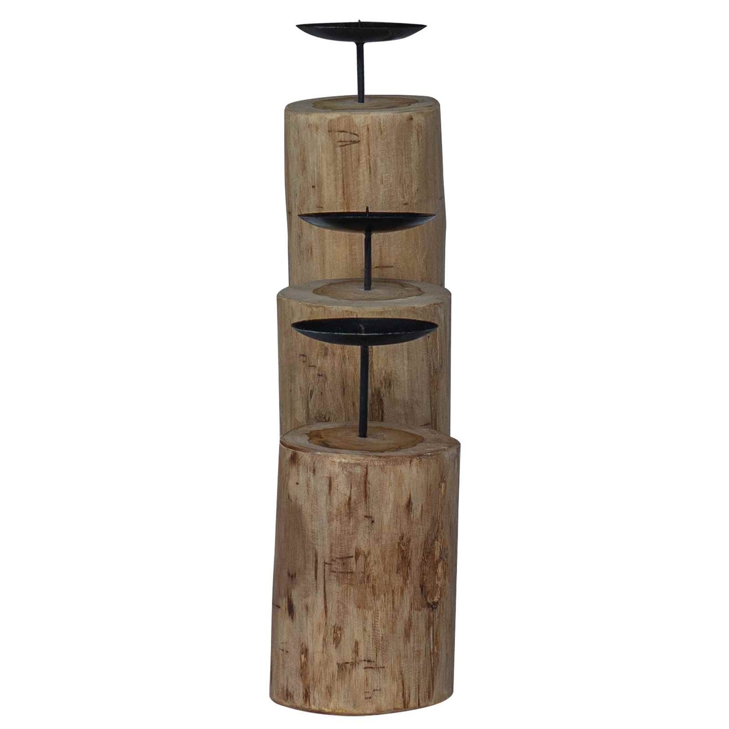 Lysestake 3 pcs Naturlig Massivt teaktre