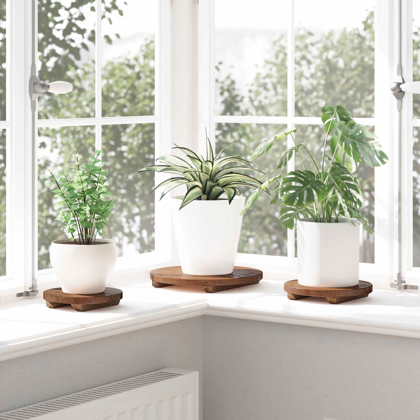 Plantestol 3 stk. Naturlig 29 x 29 x 3,5 cm Mahogni Tre