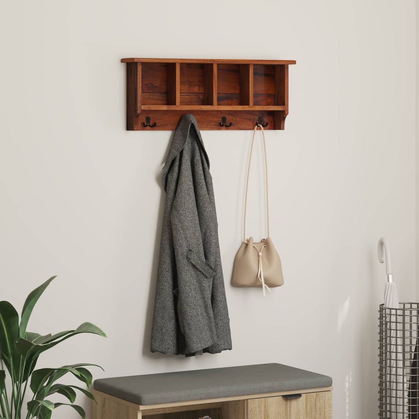 Henger Brun 70 x 11 x 27 cm Massiv Mahogni Tre