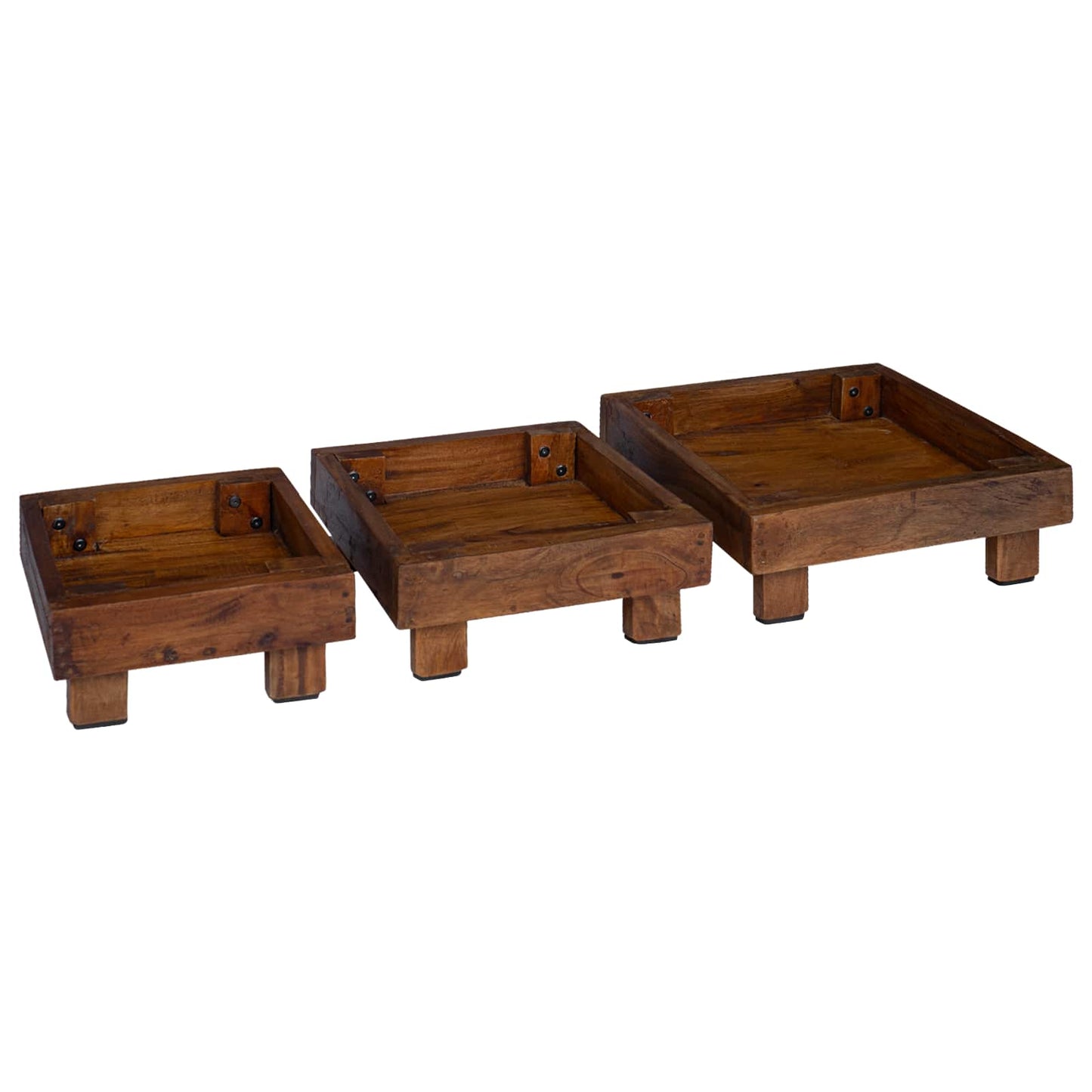 Planteholder 3 pcs Brun Mahogni Tre