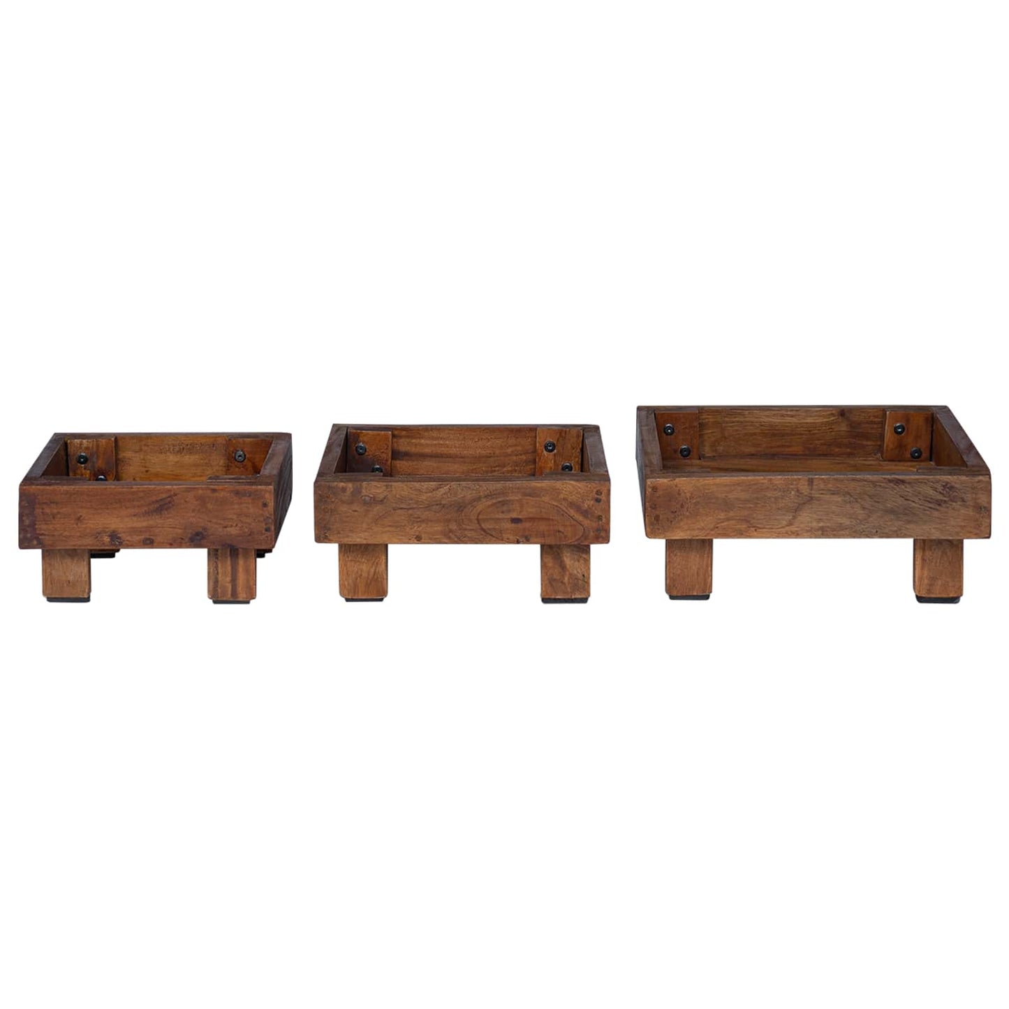 Planteholder 3 pcs Brun Mahogni Tre