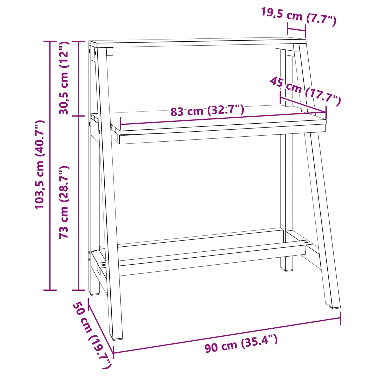 Skrivebord Brun 90 x 50 x 103 cm Massiv Reclaim Tre