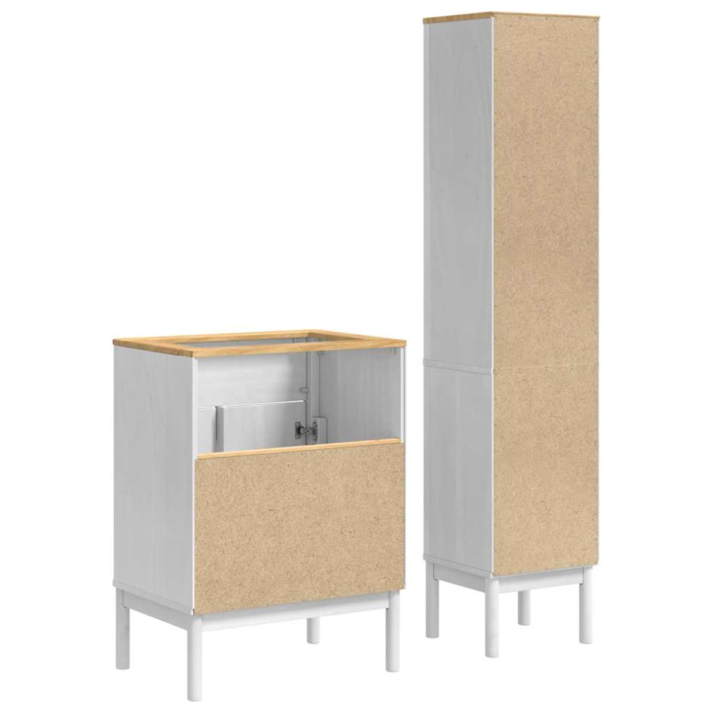 Baderomsinnredningssett med hylle FLORO 2 pcs Hvit Massiv furu