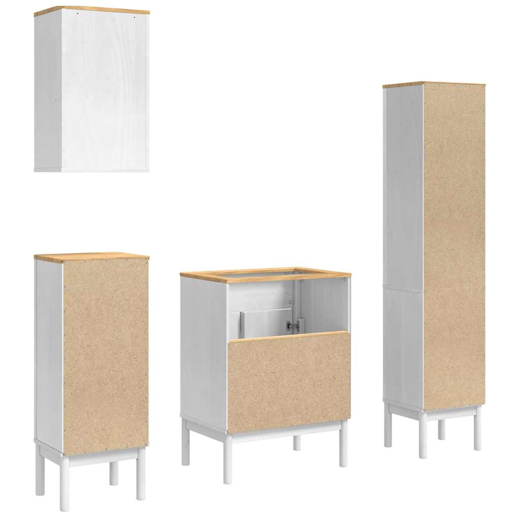 Baderomsinnredningssett med skuff FLORO 4 pcs Hvit Massiv furu