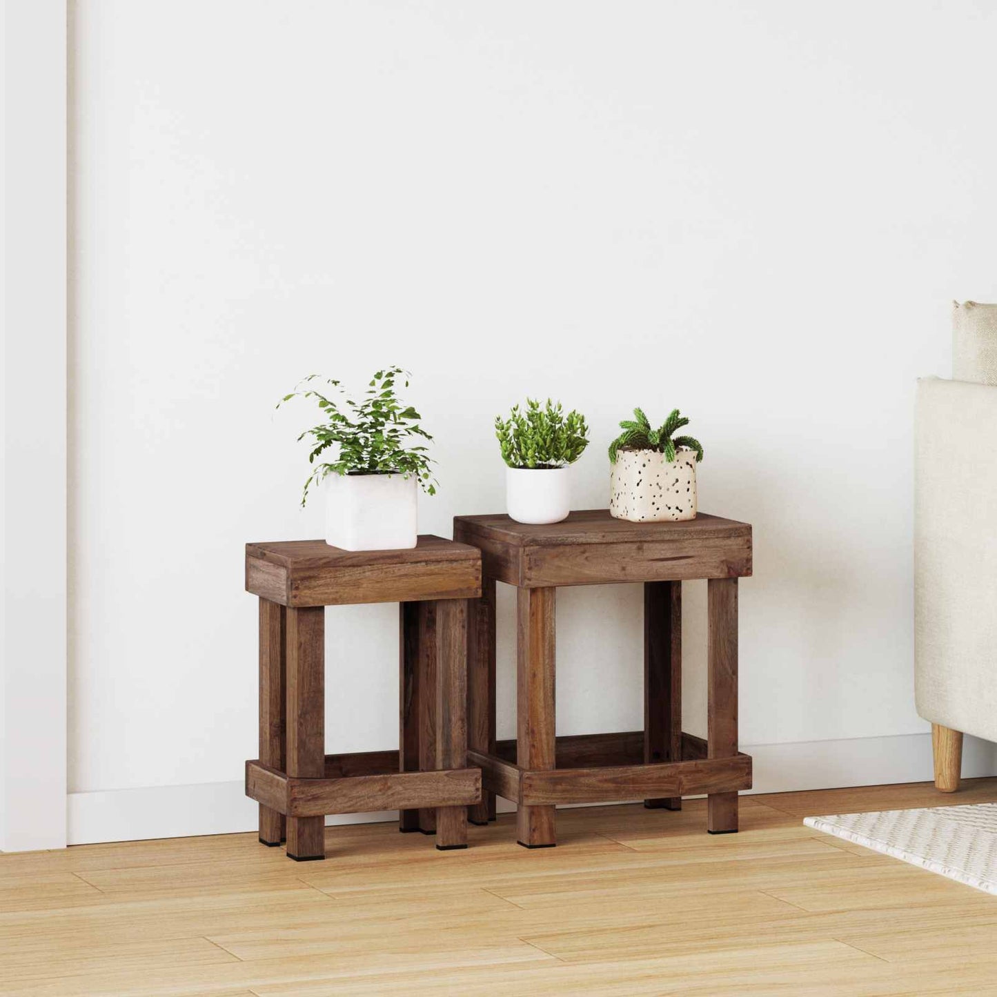 Planteholder 2 pcs Brun 70 x 11 x 27 cm Mahogni Tre