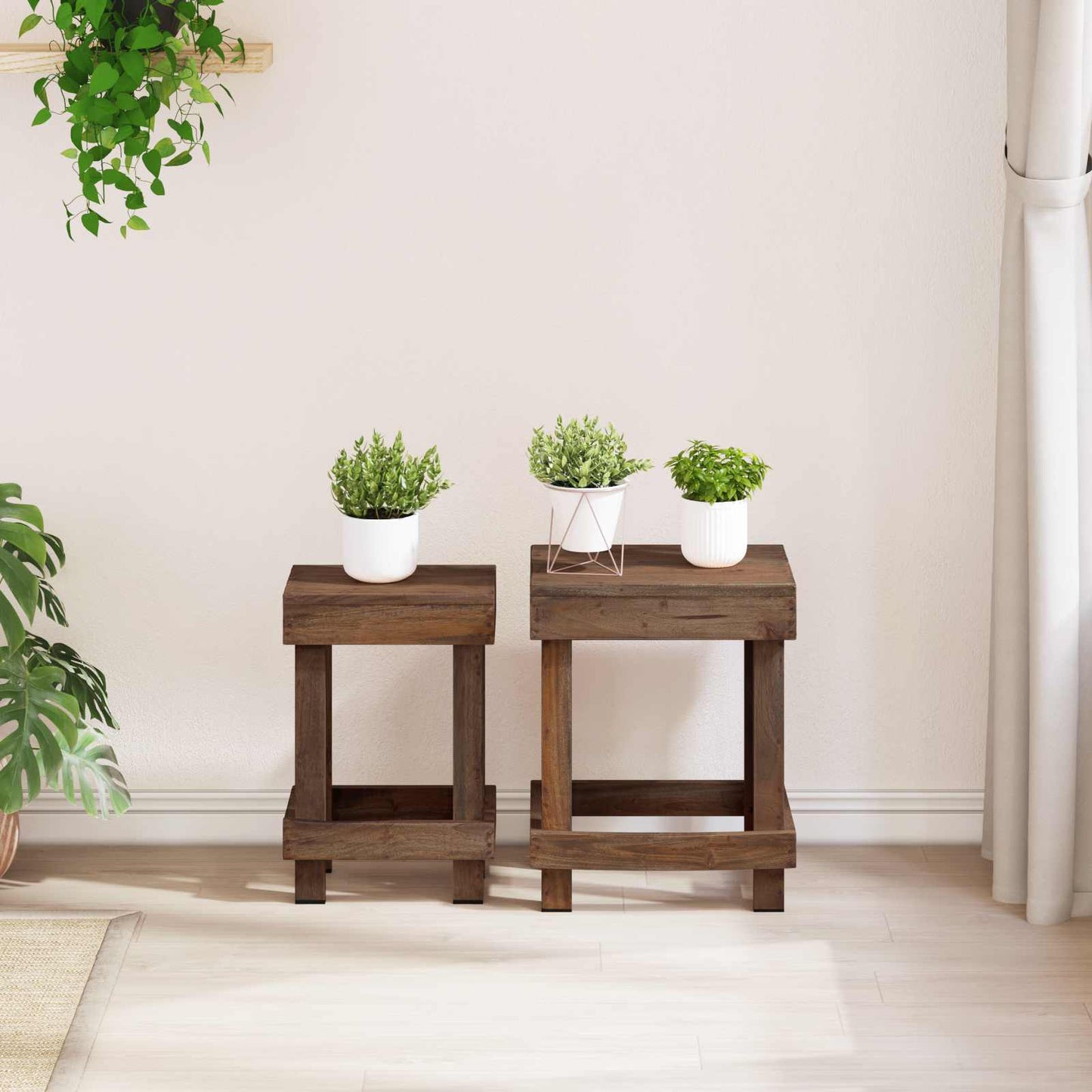 Planteholder 2 pcs Brun 70 x 11 x 27 cm Mahogni Tre