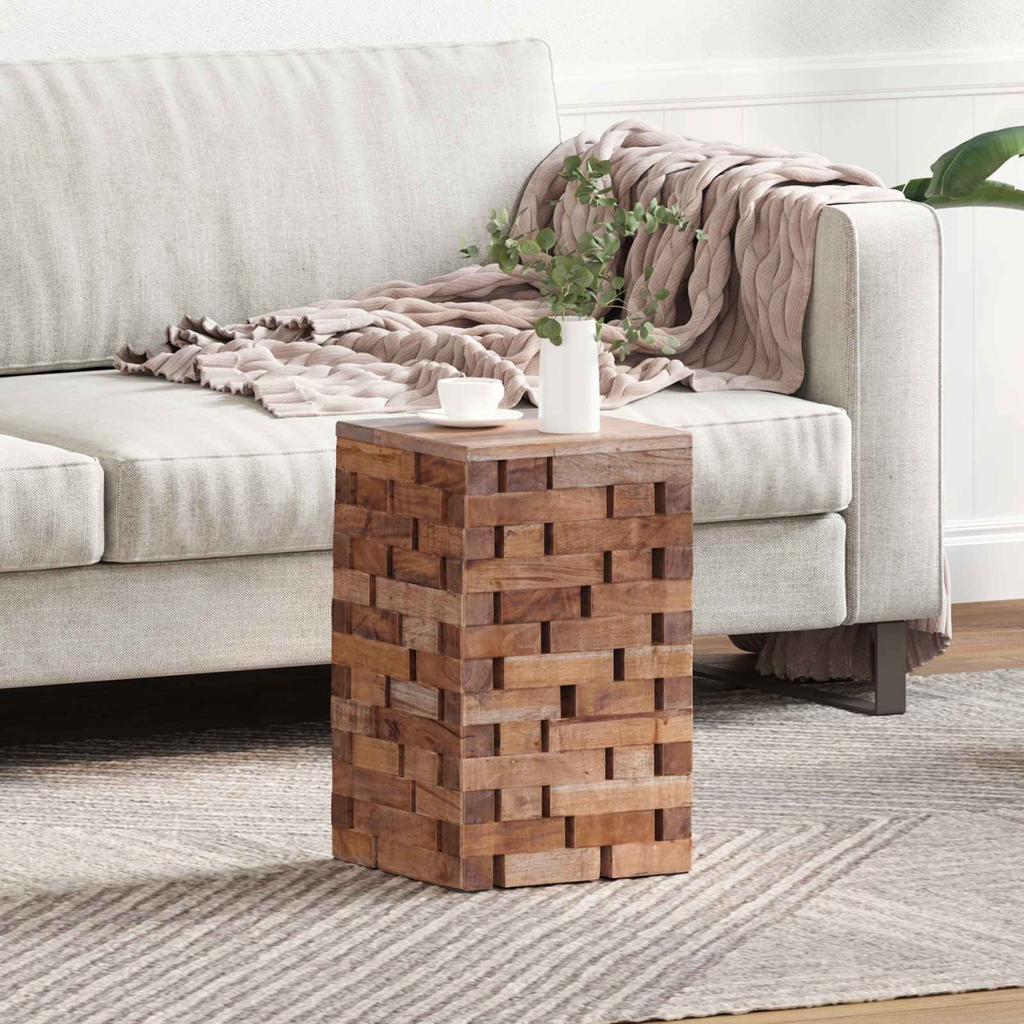 Håndverk Naturlig 29 x 29 x 48 cm Massivt gjenvunnet tre