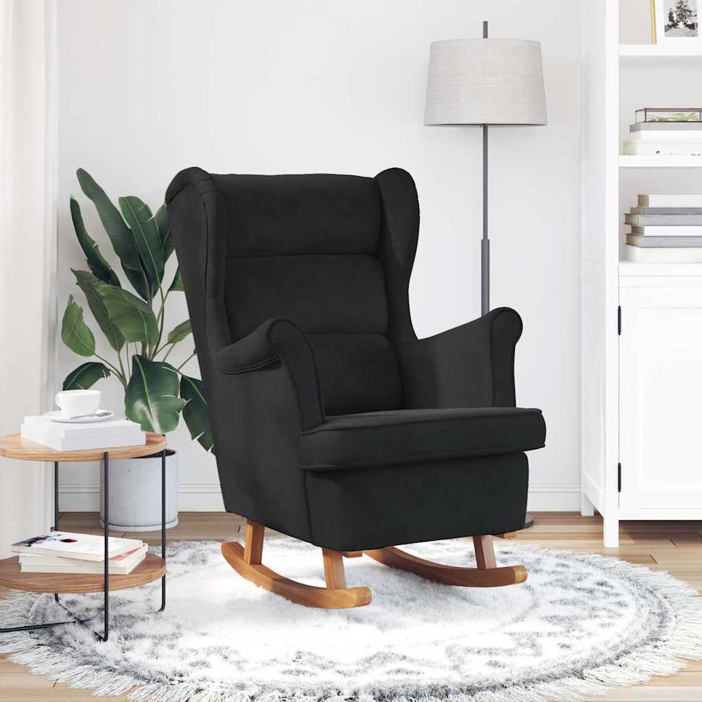 Gyngestol med pute Svart 92 x 71 x 100 cm Kryssfinér