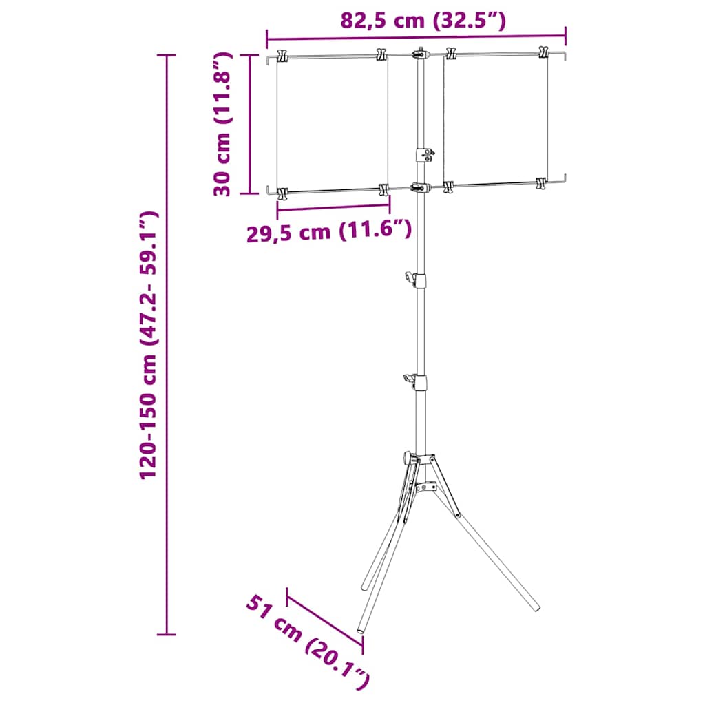 Målstativ Svart og Hvit 82,5 x 51 x 150 cm Metall