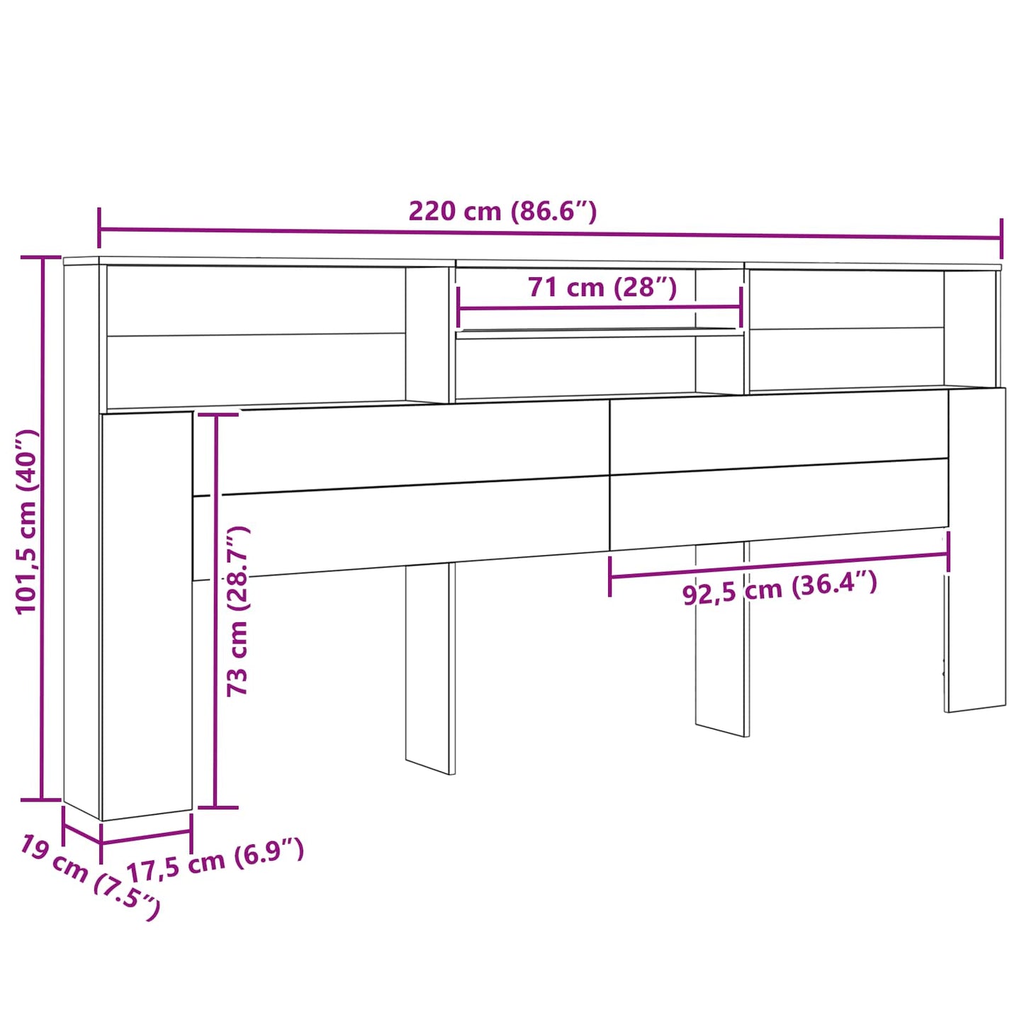 Hodegavlskap Gammelt tre 220 x 19 x 101,5 cm Konstruert tre