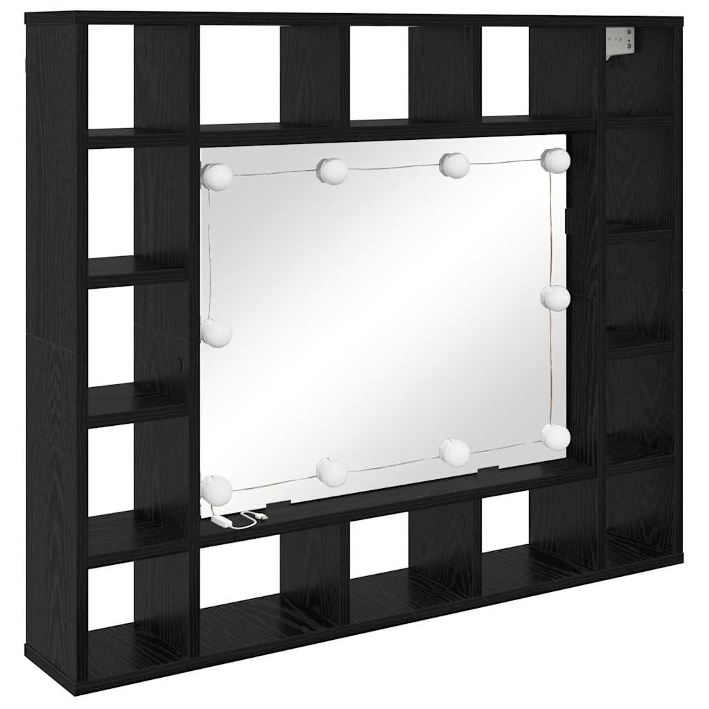 Speilskap med hylle Svart Eik 91 x 15 x 76,5 cm Konstruert tre
