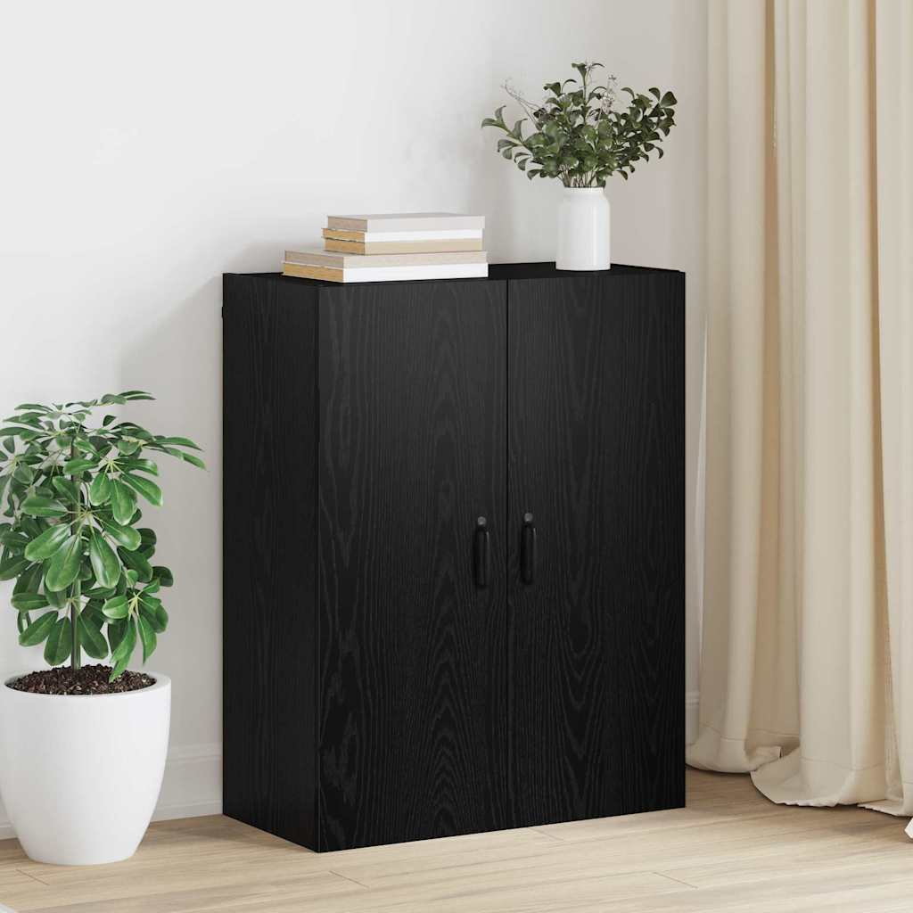 Veggskap Veggmontert Svart Eik 69,5 x 34 x 90 cm Konstruert tre