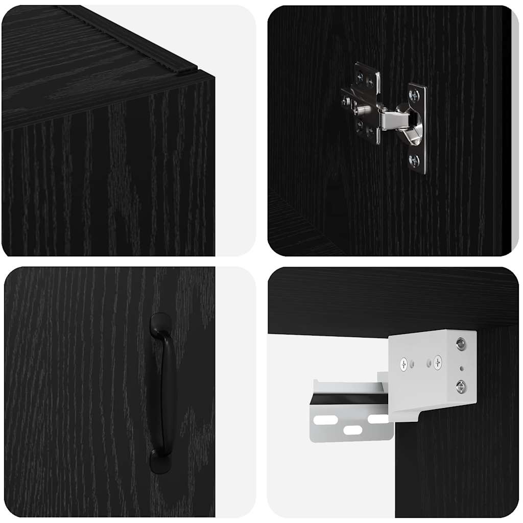 Oppbevaringsskap Veggmontert Svart Eik 69,5 x 34 x 90 cm