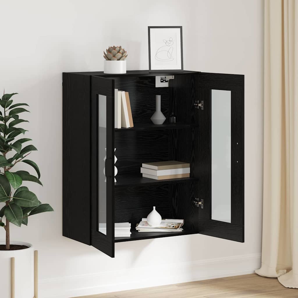 Oppbevaringsskap Veggmontert Svart Eik 69,5 x 34 x 90 cm