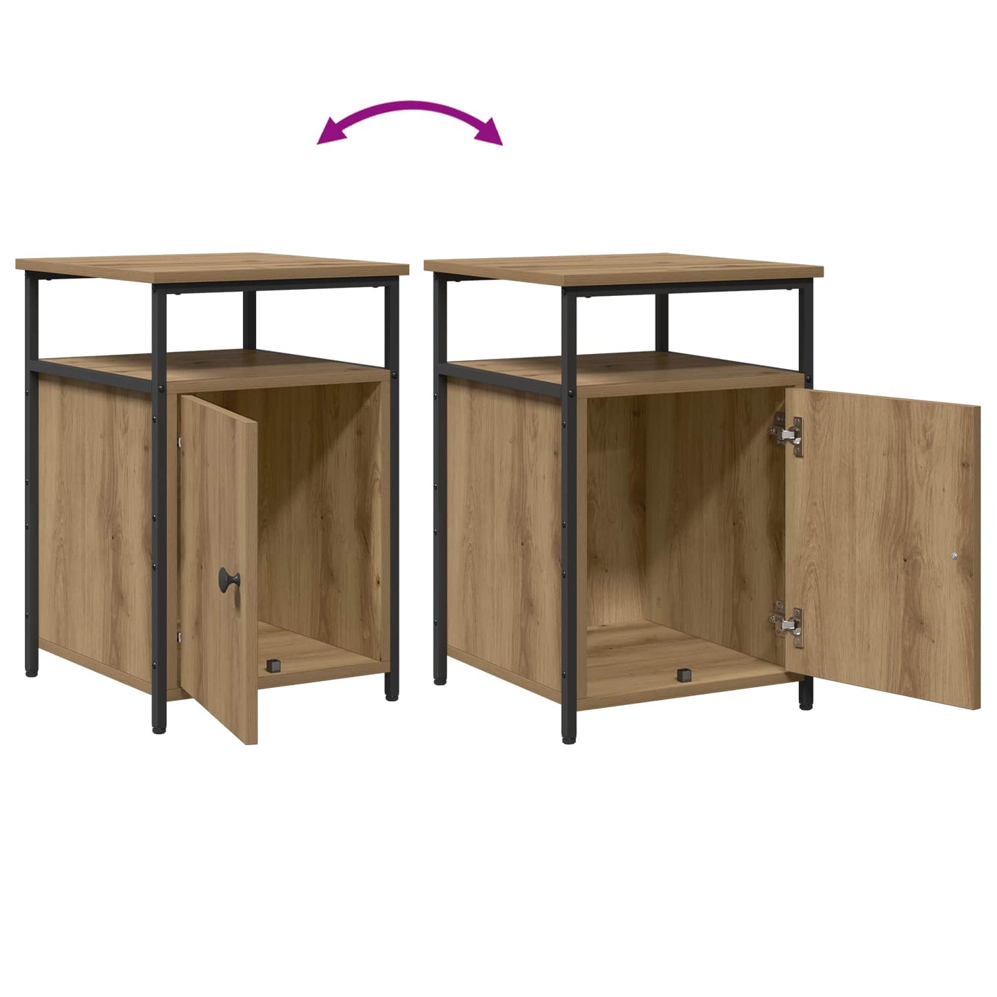 Nattbordskap med skuff 2 pcs artisan eik Konstruert tre