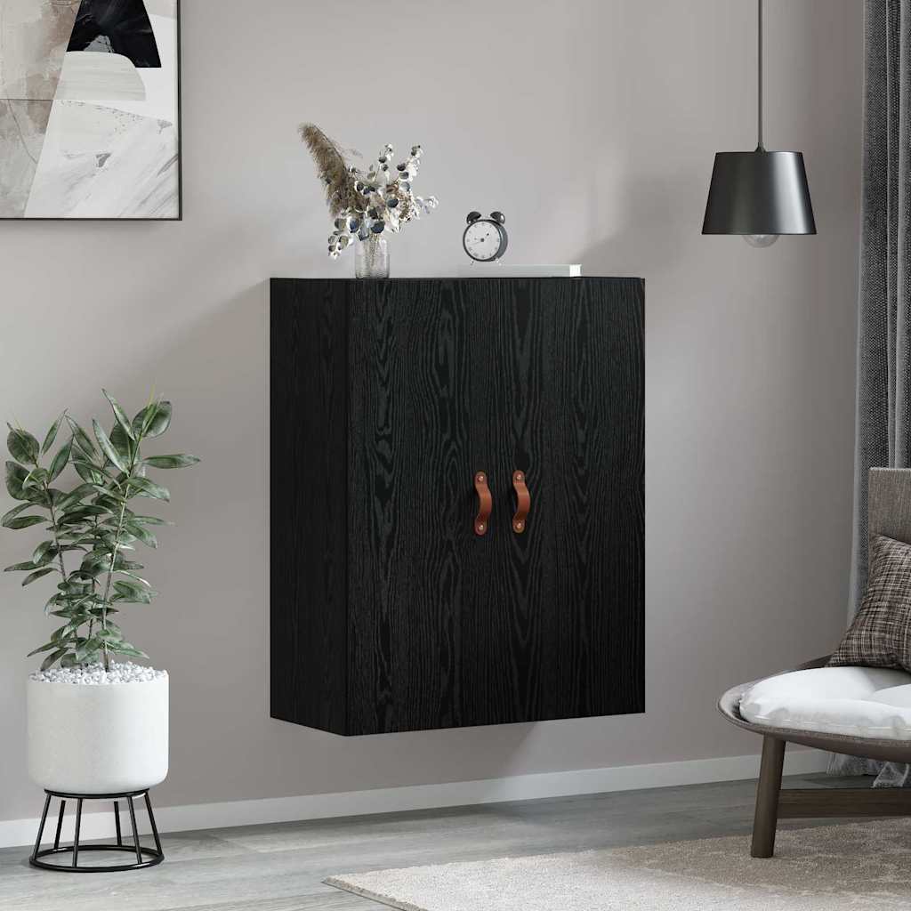 Veggskap Veggmontert Svart Eik 69,5 x 34 x 90 cm Konstruert tre