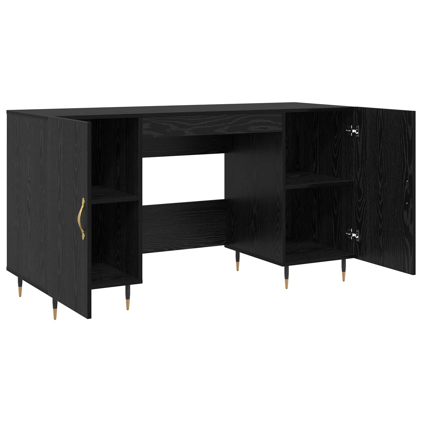 Skrivebord med hylle Svart eik 140 x 50 x 75 cm Konstruert tre
