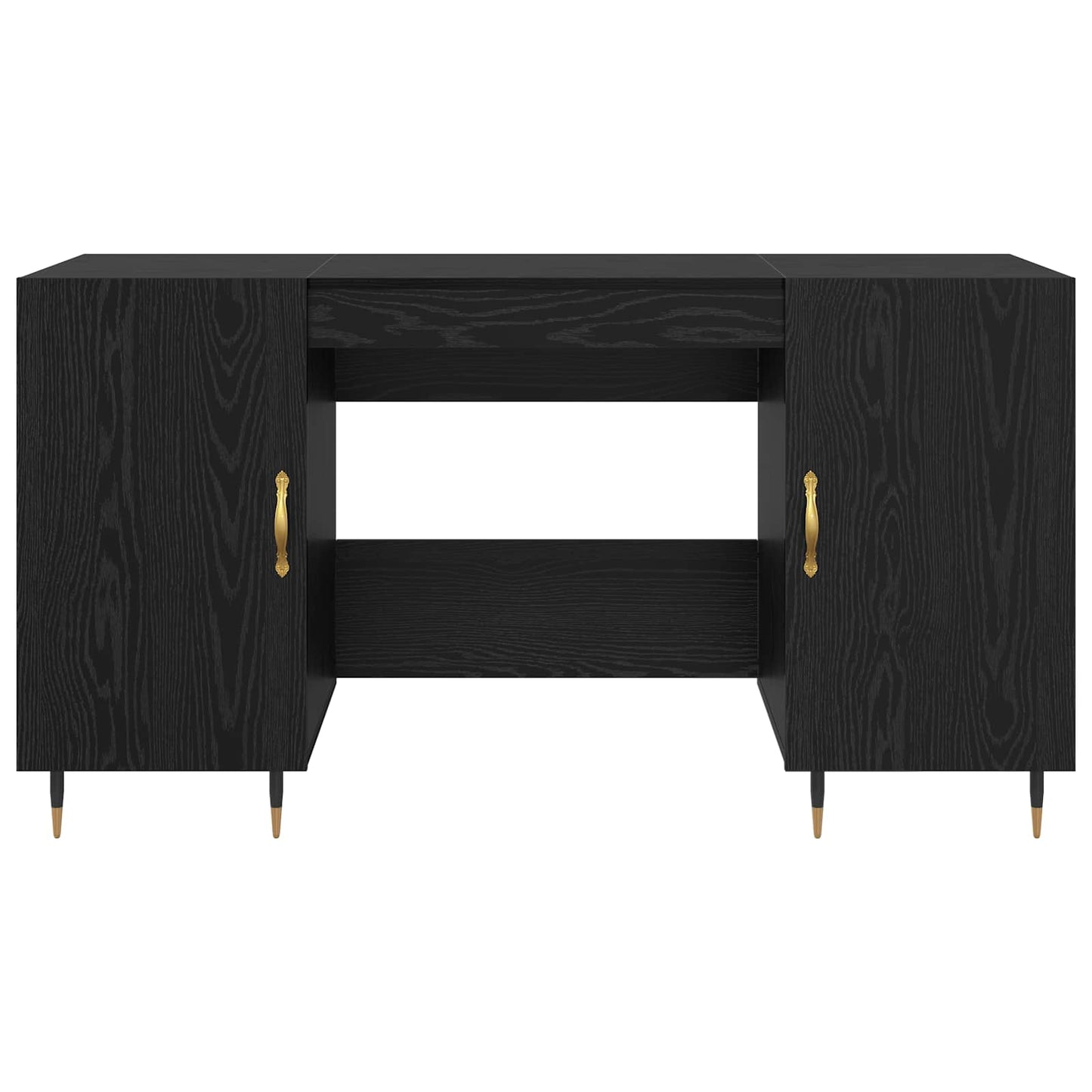 Skrivebord med hylle Svart eik 140 x 50 x 75 cm Konstruert tre