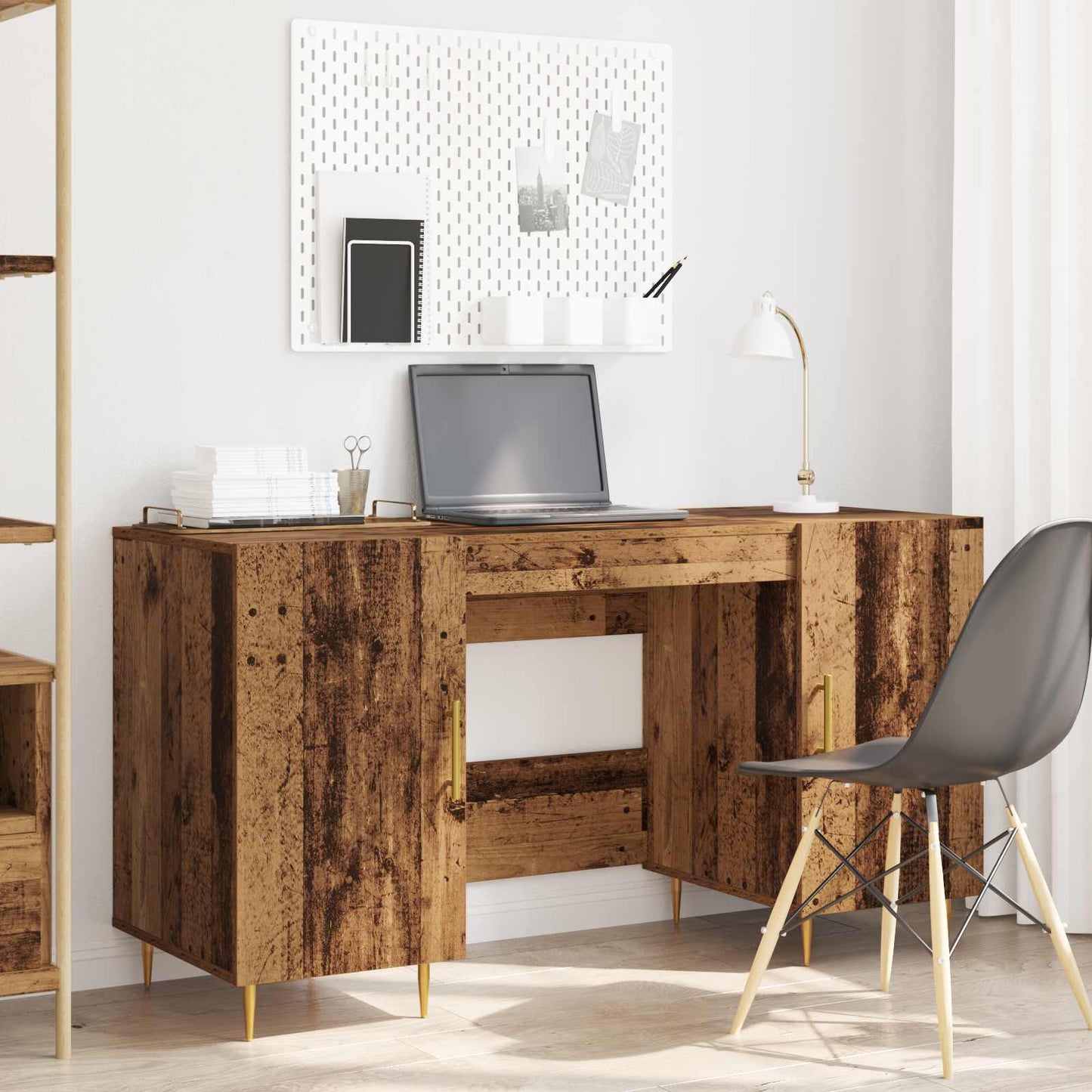 Skrivebord med dør Gammelt tre 140 x 50 x 75 cm Konstruert tre