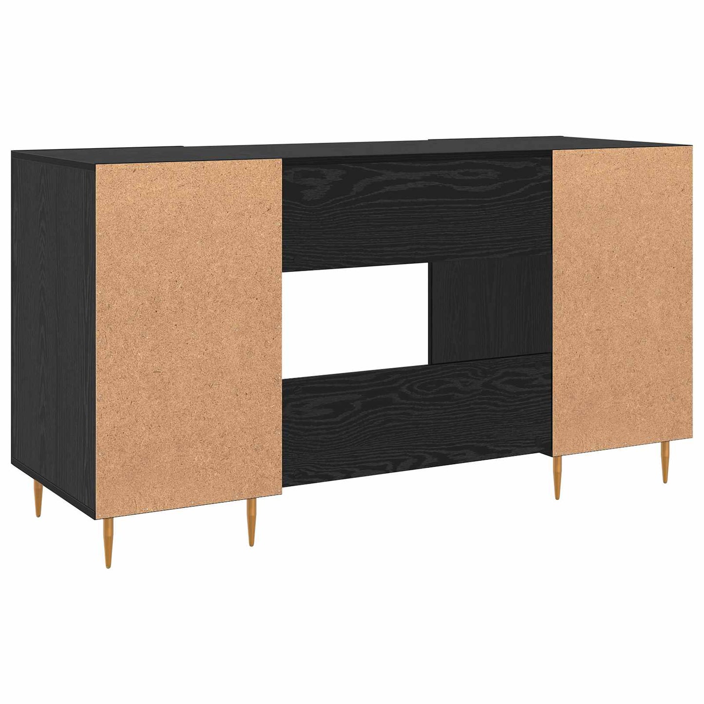 Skrivebord med hylle Svart eik 140 x 50 x 75 cm Konstruert tre
