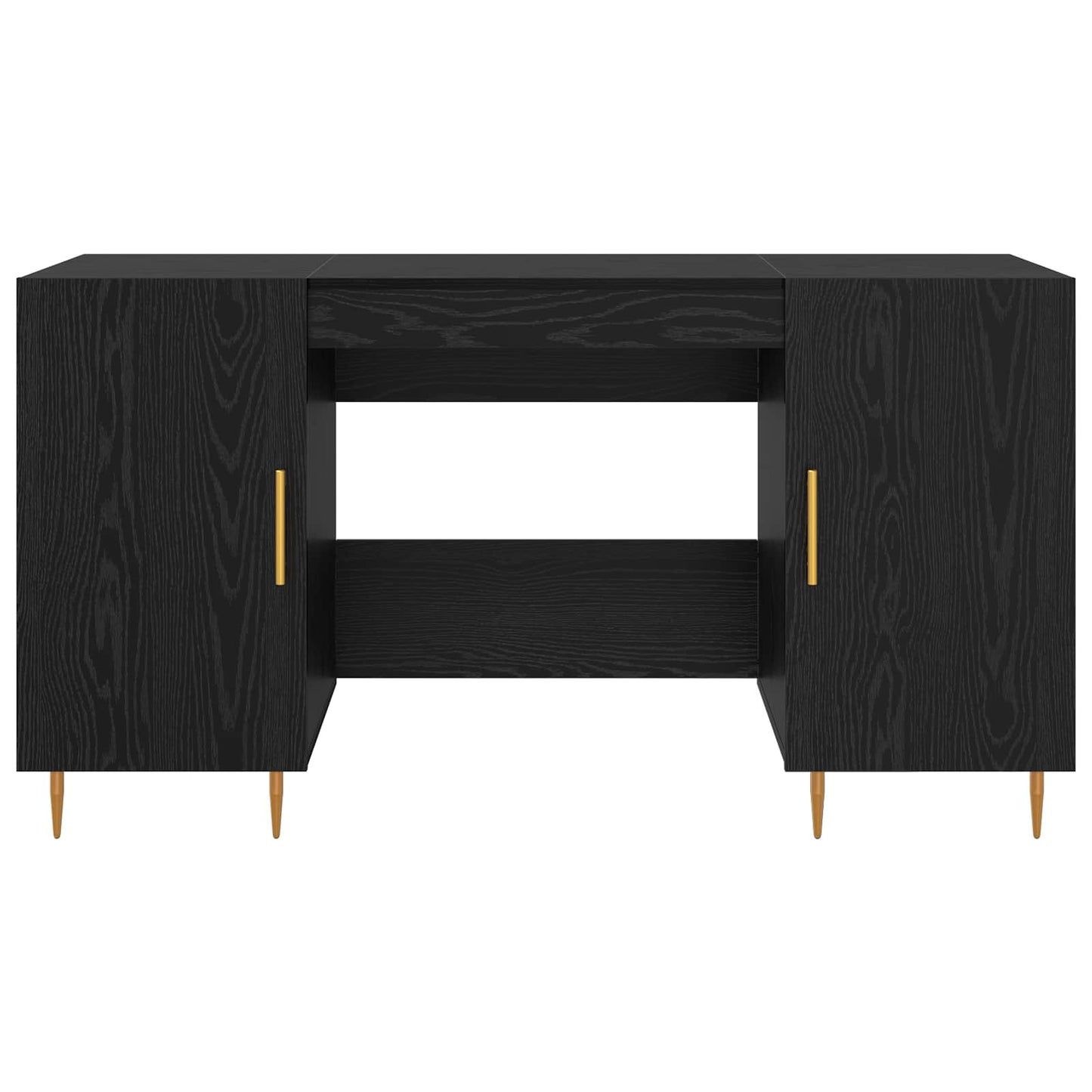 Skrivebord med hylle Svart eik 140 x 50 x 75 cm Konstruert tre