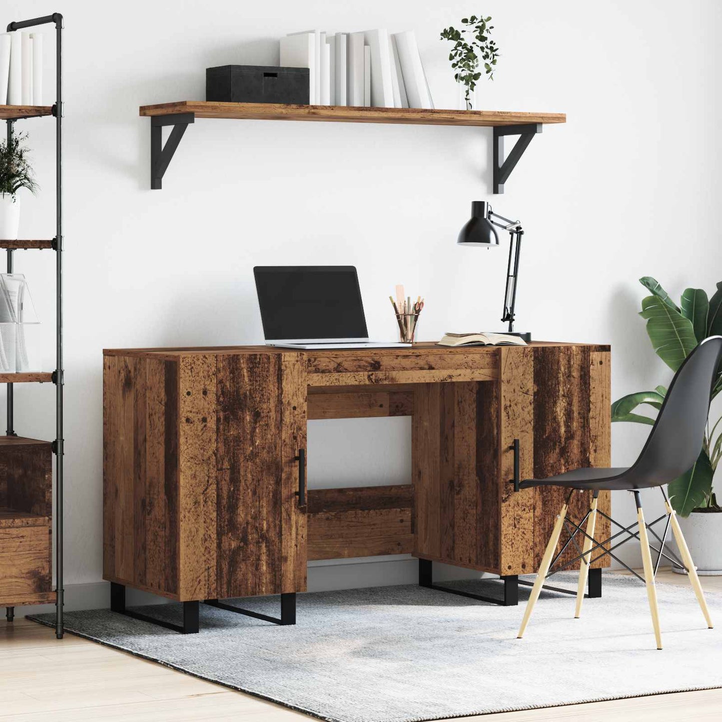 Skrivebord med dør Gammelt tre 140 x 50 x 75 cm Konstruert tre
