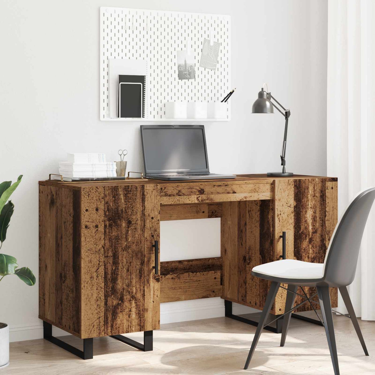 Skrivebord med dør Gammelt tre 140 x 50 x 75 cm Konstruert tre