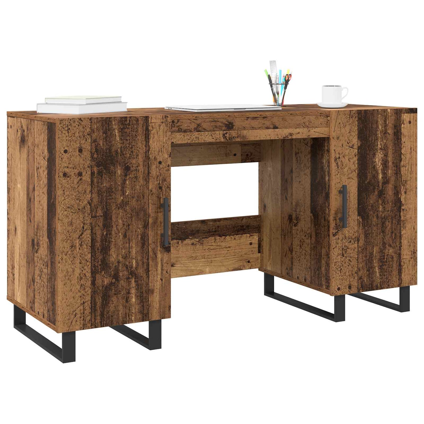 Skrivebord med dør Gammelt tre 140 x 50 x 75 cm Konstruert tre
