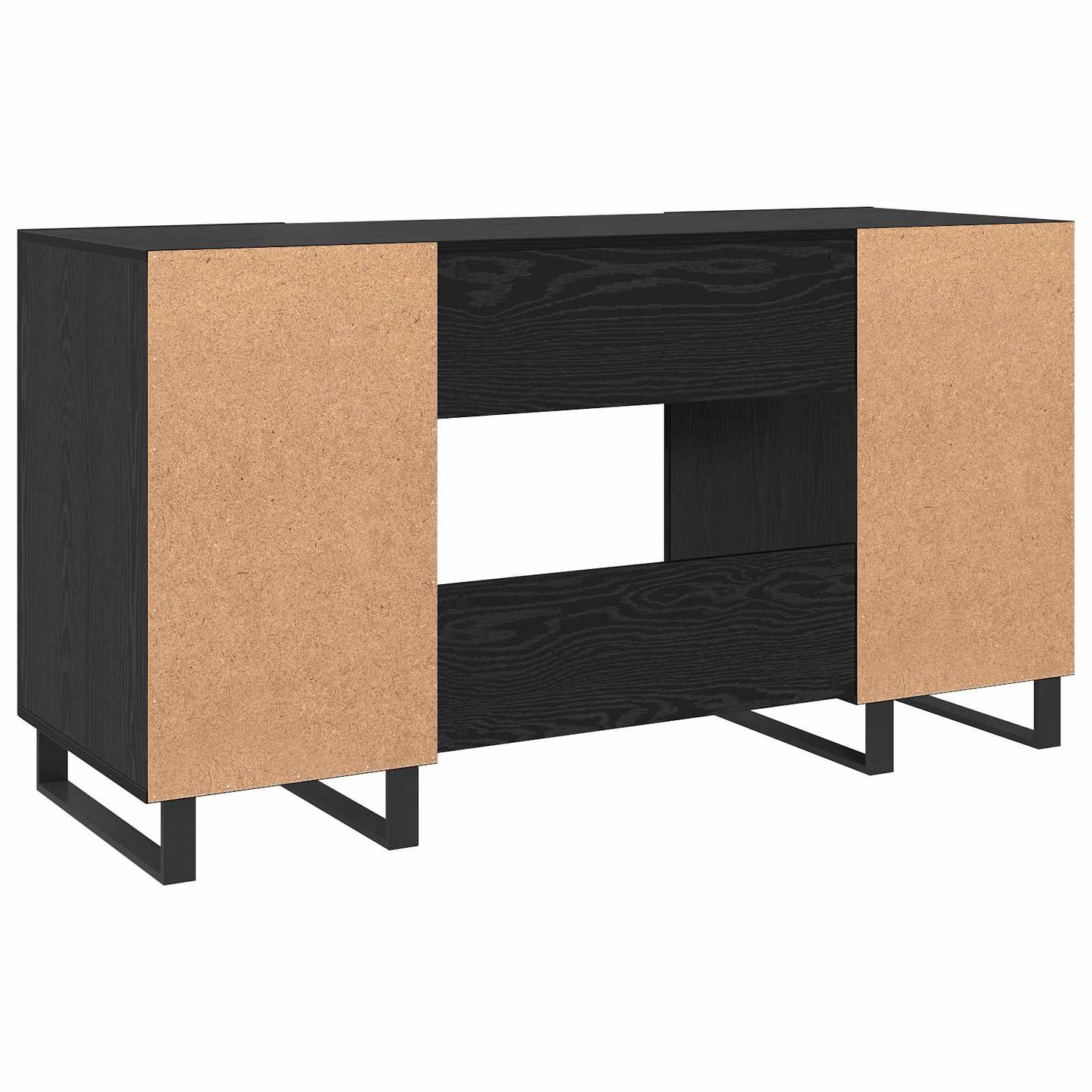 Skrivebord med hylle Svart eik 140 x 50 x 75 cm Konstruert tre