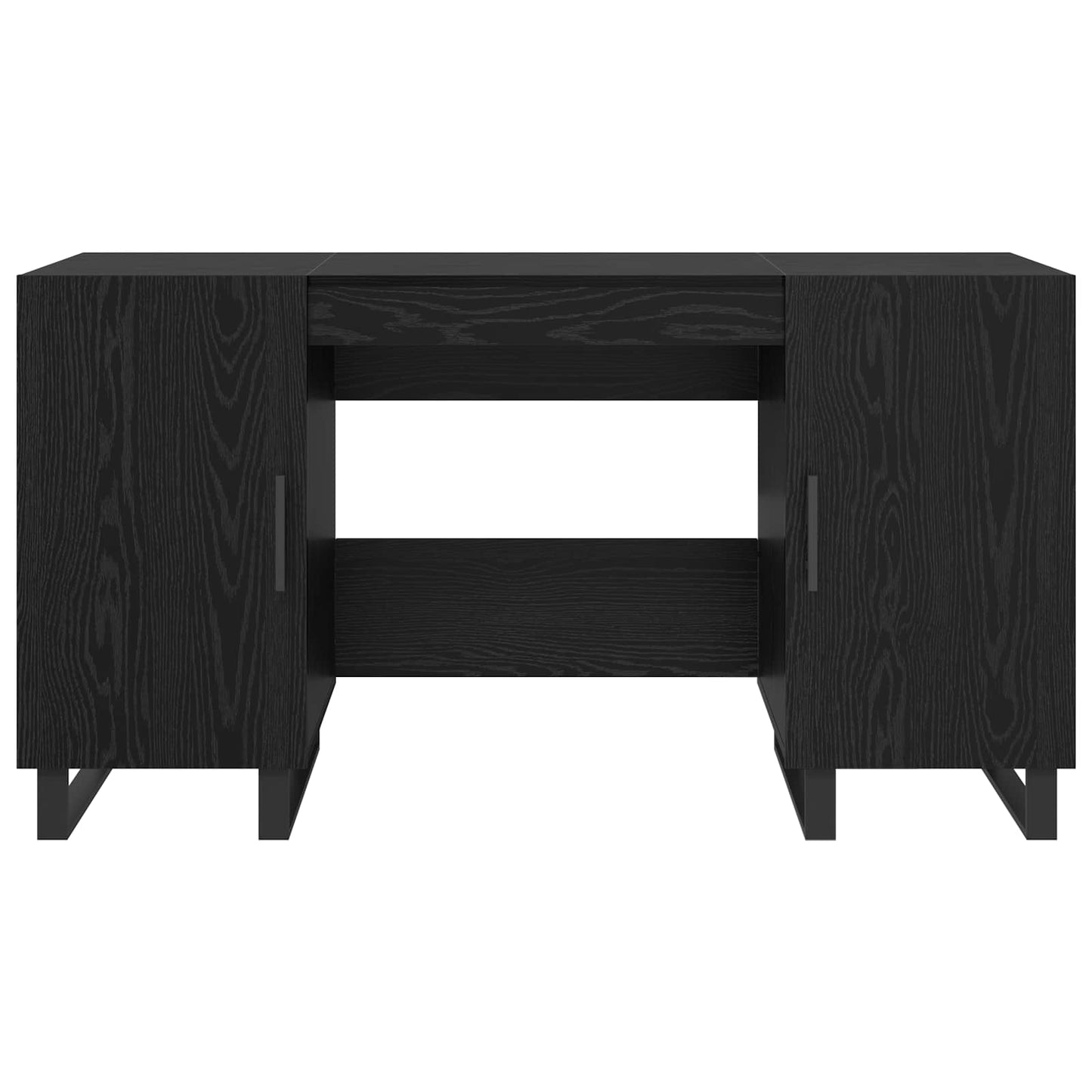 Skrivebord med hylle Svart eik 140 x 50 x 75 cm Konstruert tre