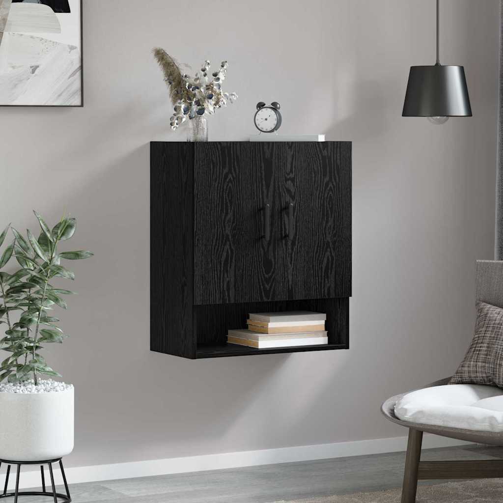 Vegghengt skap Svart Eik 60 x 31 x 70 cm Konstruert tre