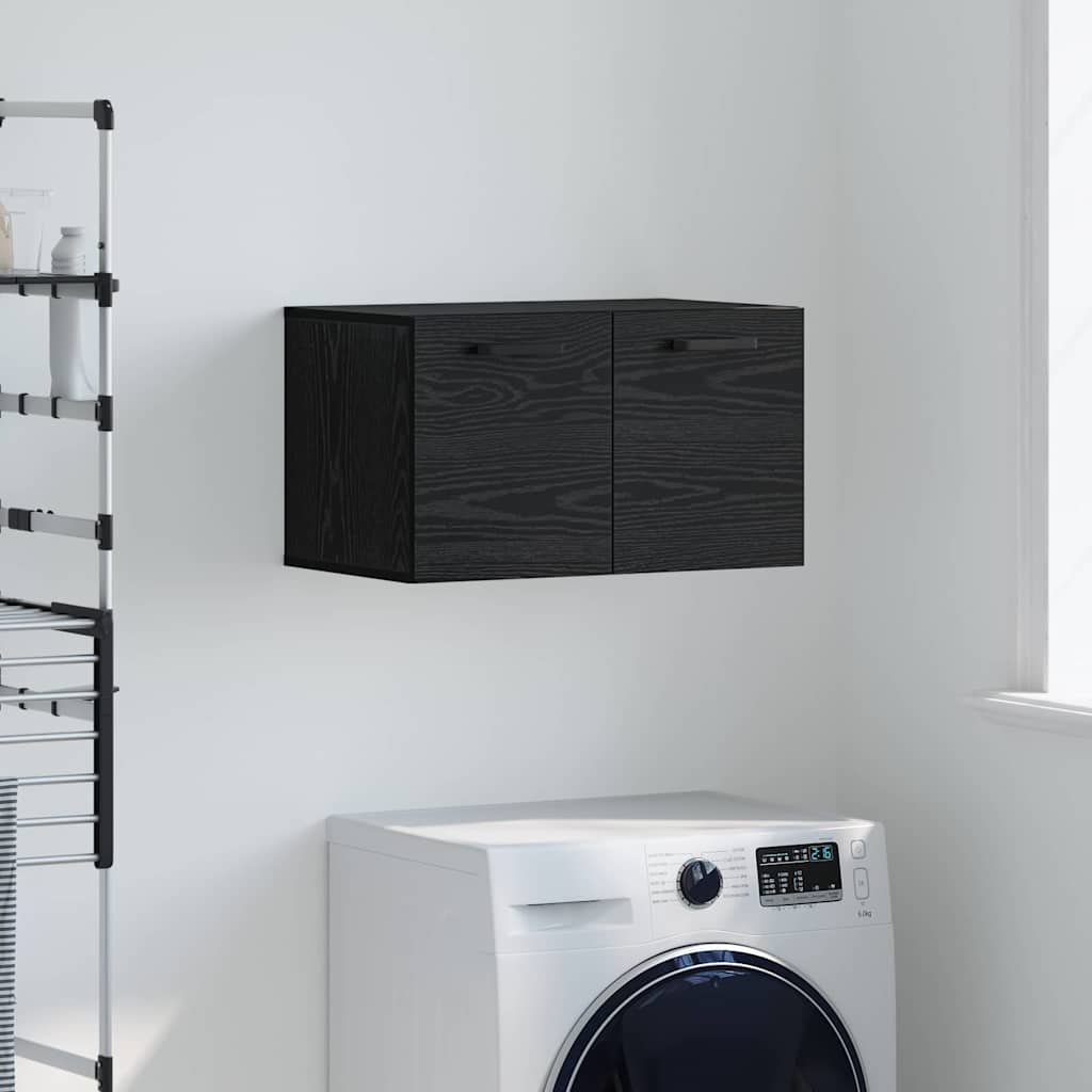 Vegghengt skap Svart Eik 60 x 36,5 x 35 cm Konstruert tre