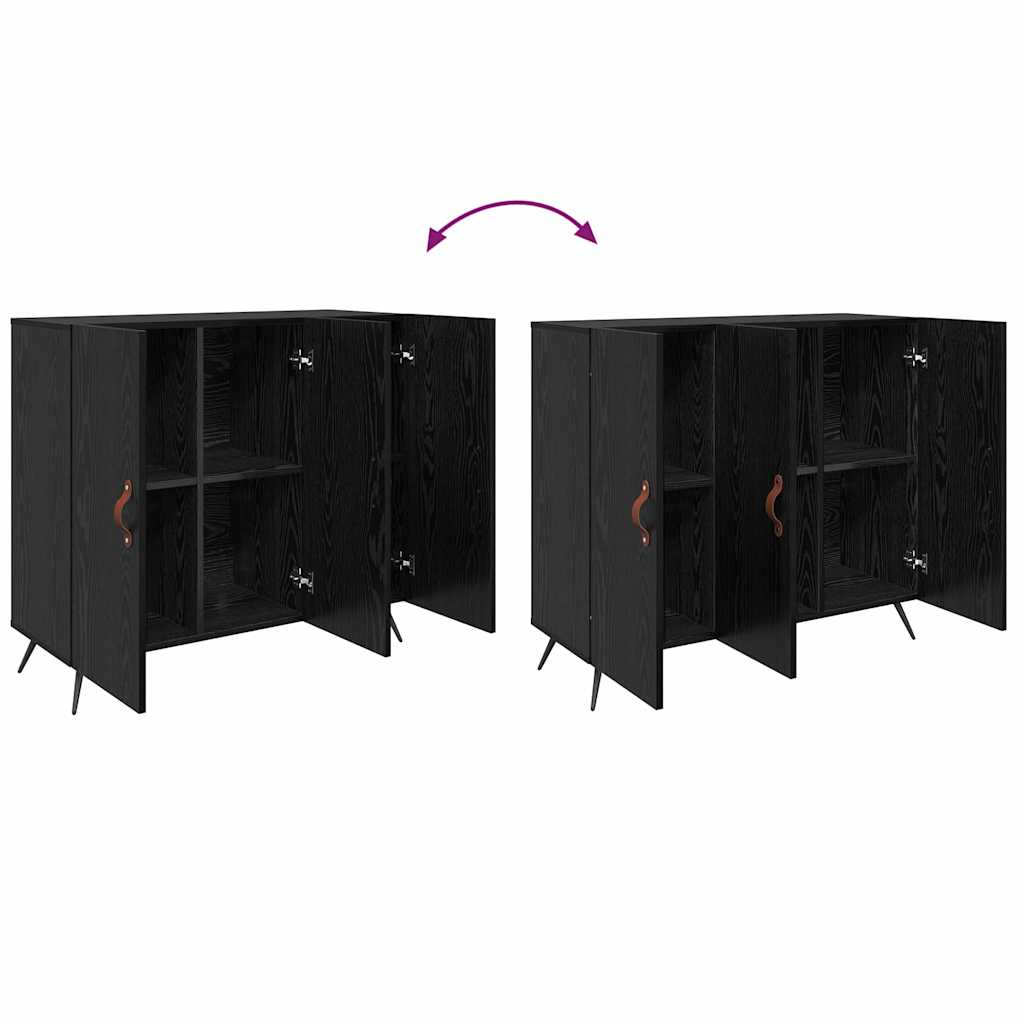 Serviesskap Svart Eik 89,5 x 34 x 80 cm Konstruert tre