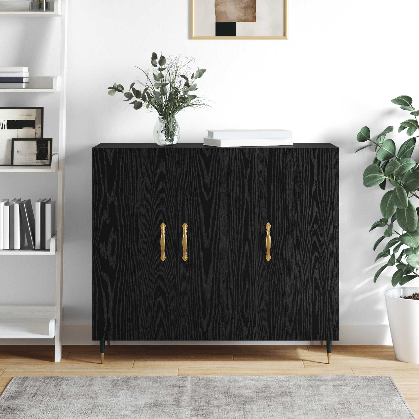 Serviesskap Svart Eik 90 x 34 x 80 cm Konstruert tre
