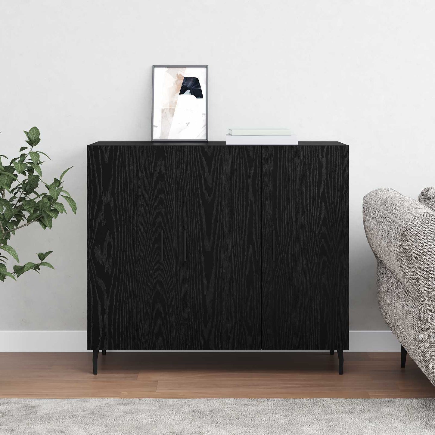 Serviesskap Svart Eik 90 x 34 x 80 cm Konstruert tre