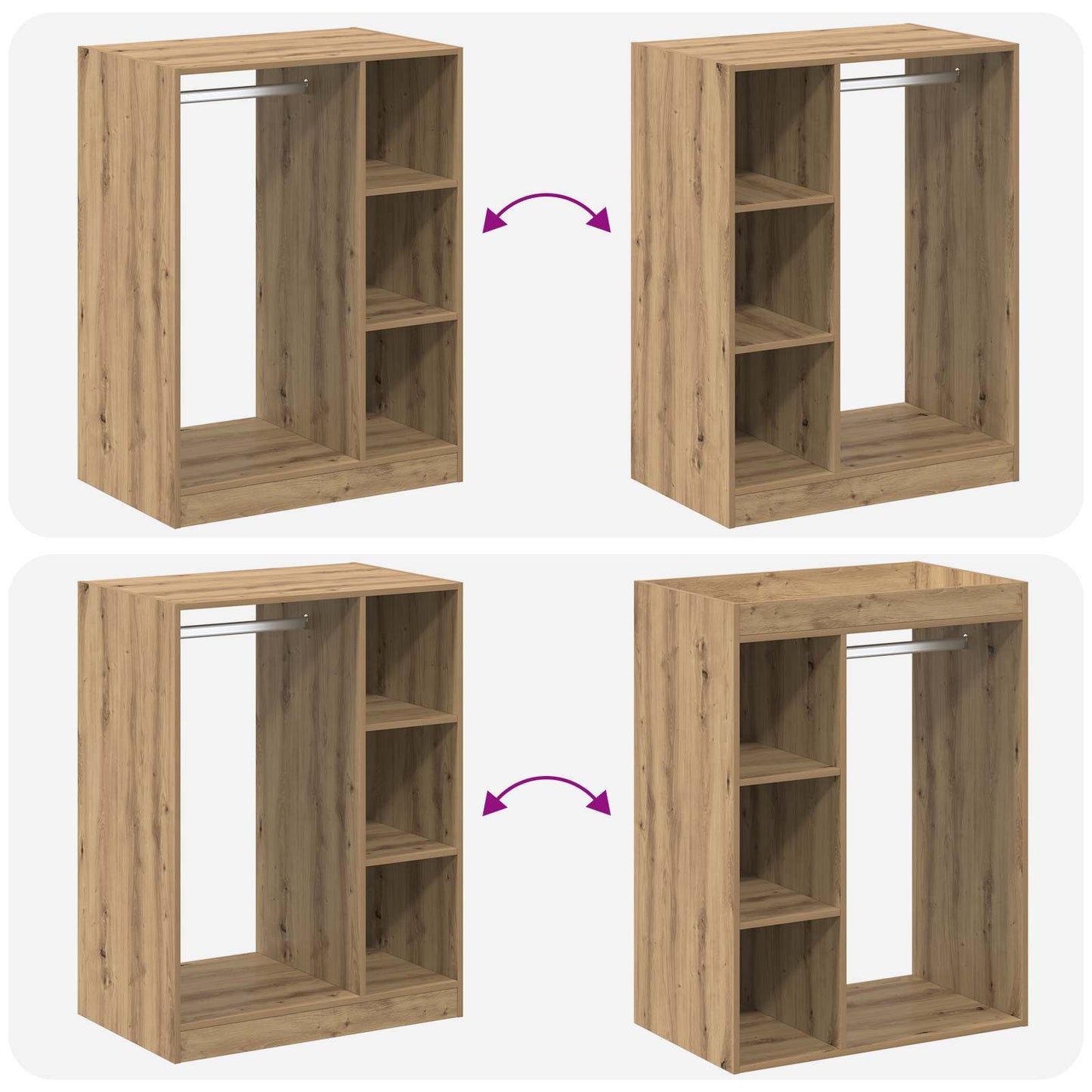 Garderobeskap Artisan Eik 77 x 48 x 102 cm