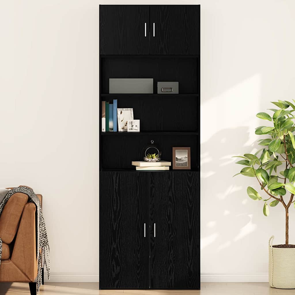 Veggskap Veggmontert Svart eik 80 x 42.5 x 40 cm Konstruert tre vidaXL