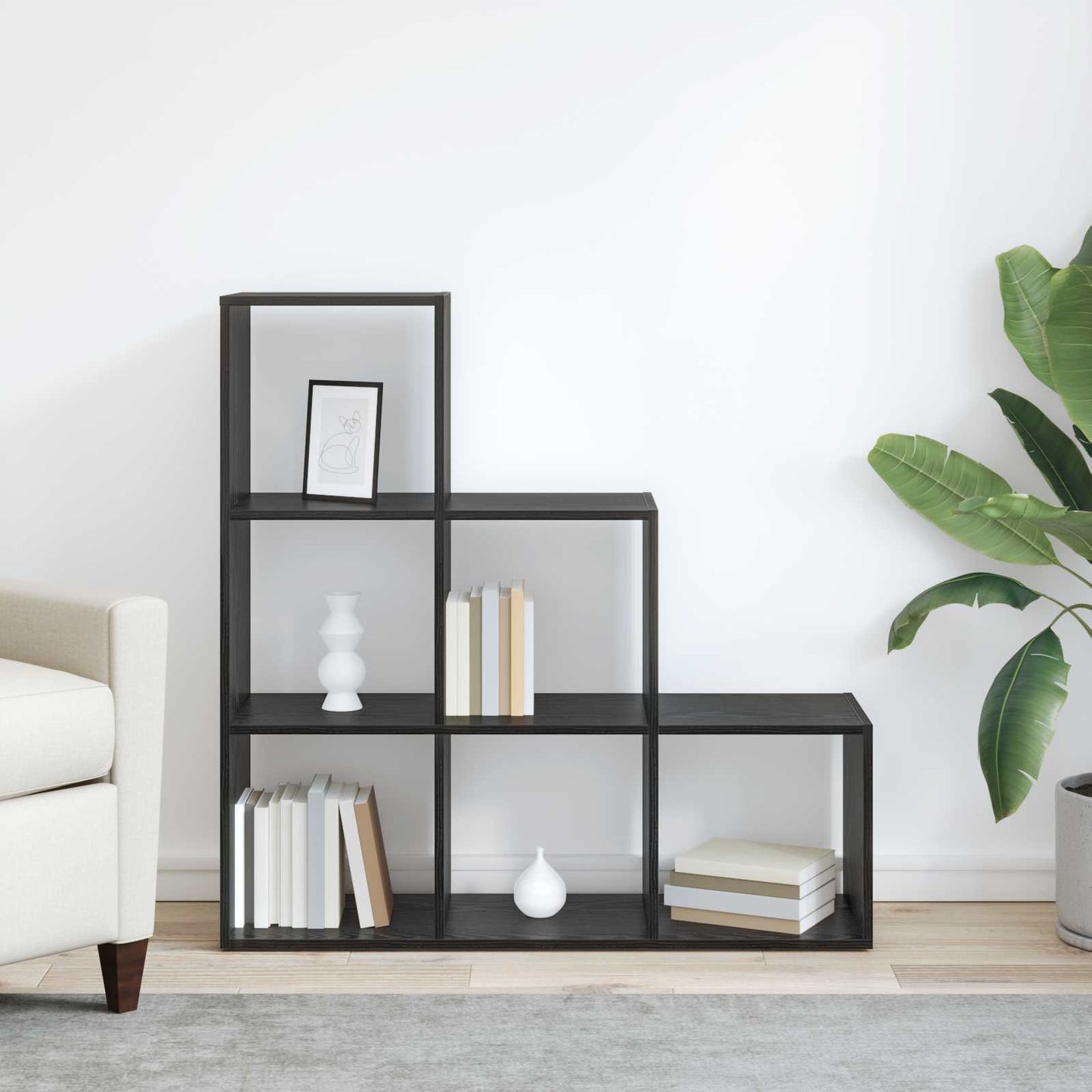 Romdeler Bokhylle Svart Eik 99 x 29 x 99 cm Konstruert tre