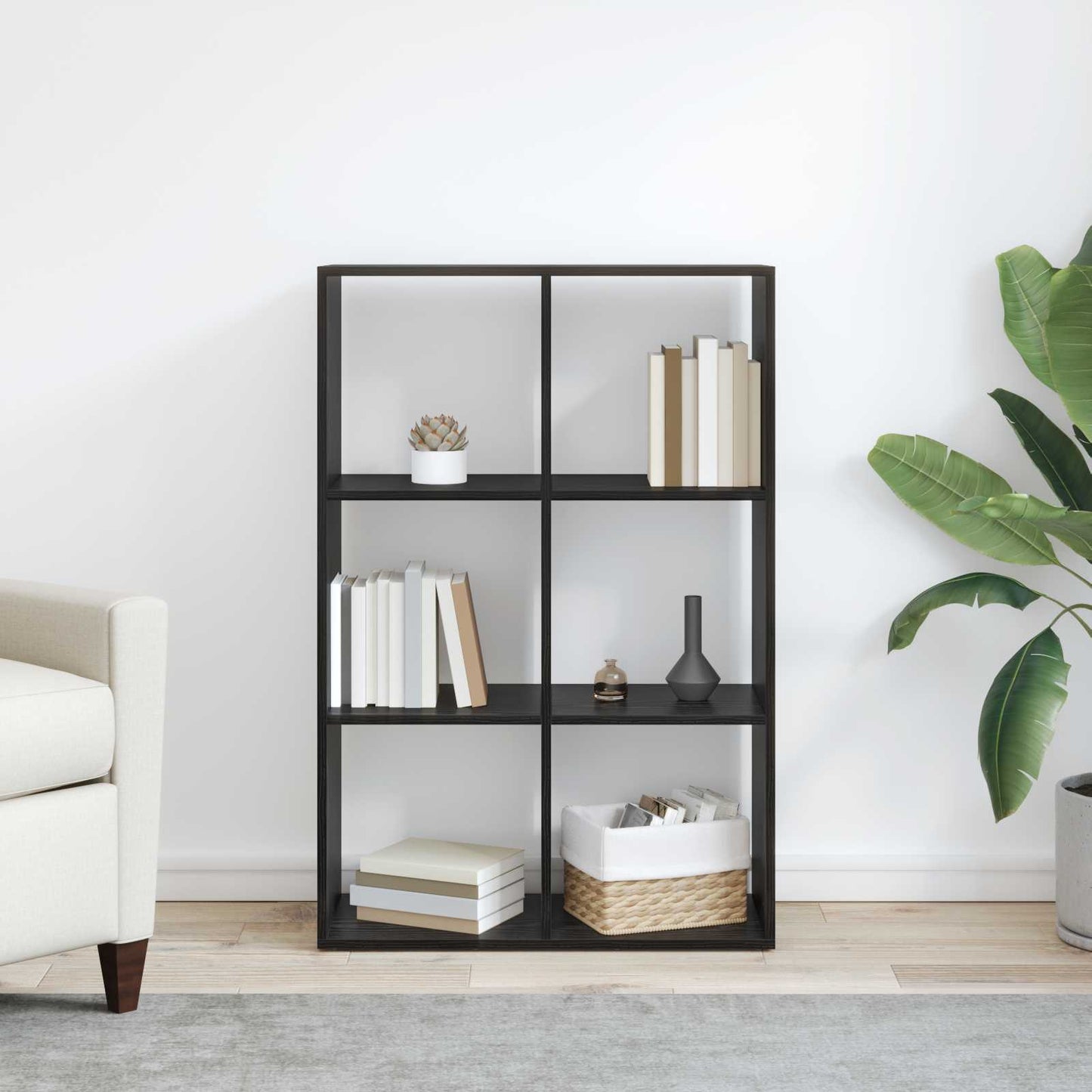 Bokskap Svart Eik 69,5 x 29 x 103,5 cm Konstruert tre
