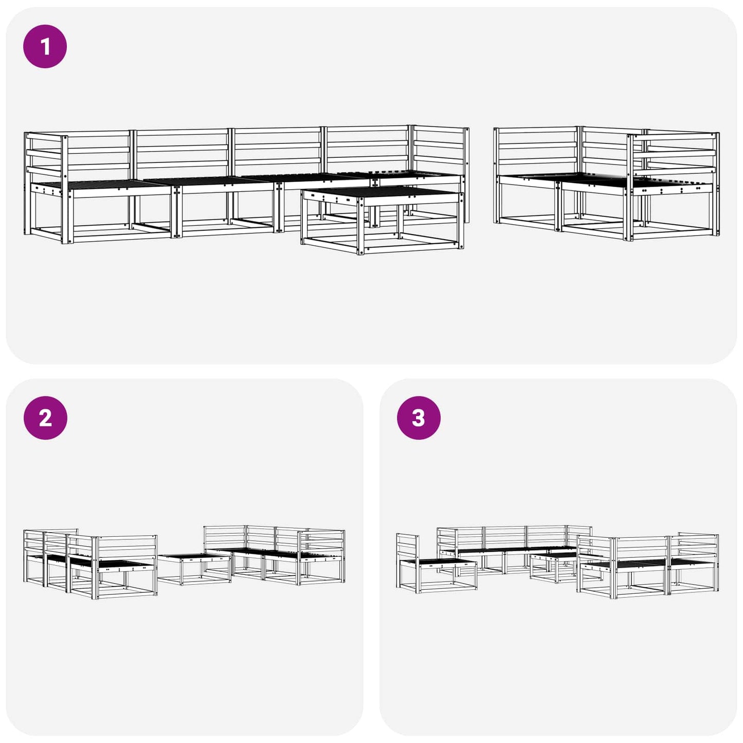 Utendørs sofa-sett 7 pcs Hvit