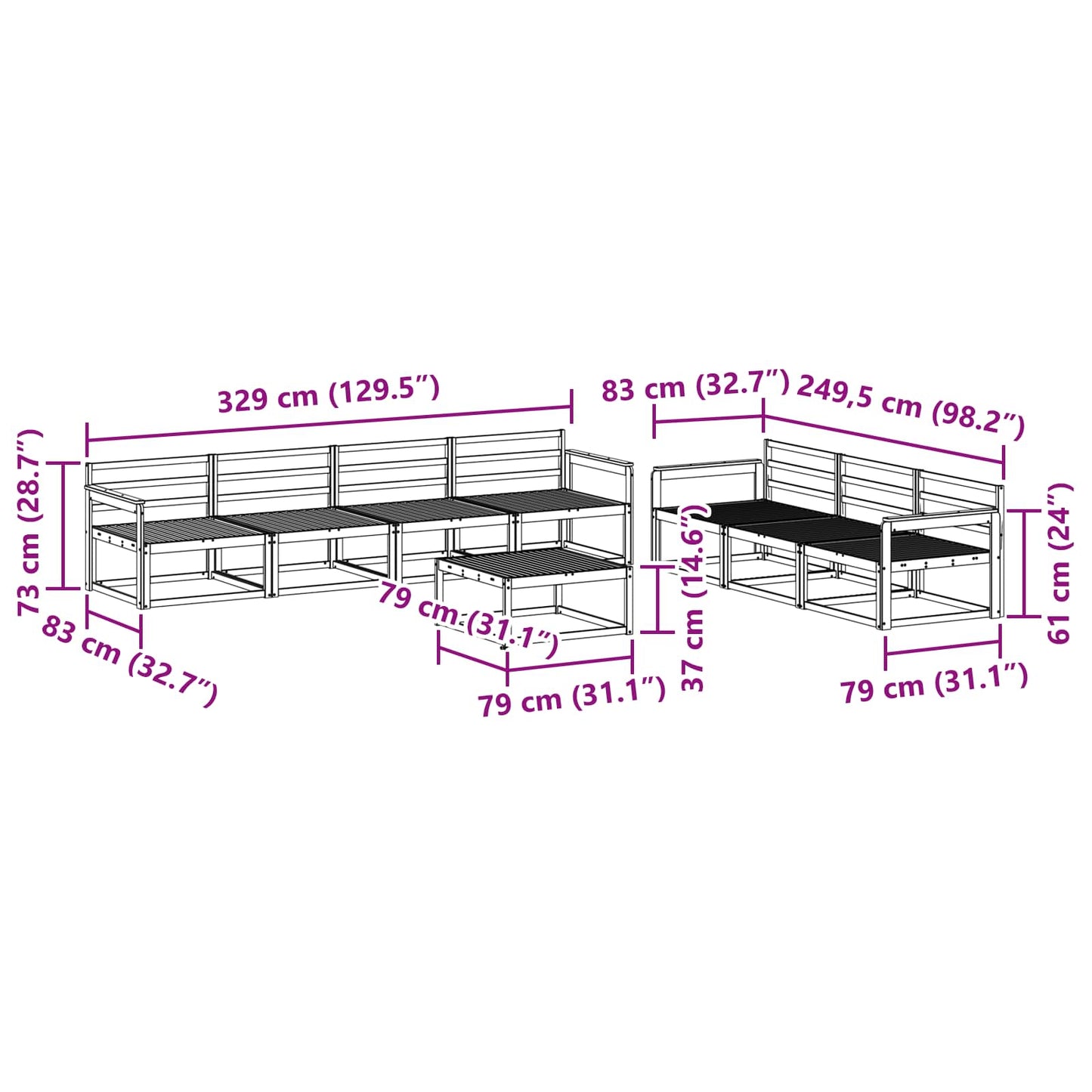 Utendørs sofa-sett 8 pcs Hvit