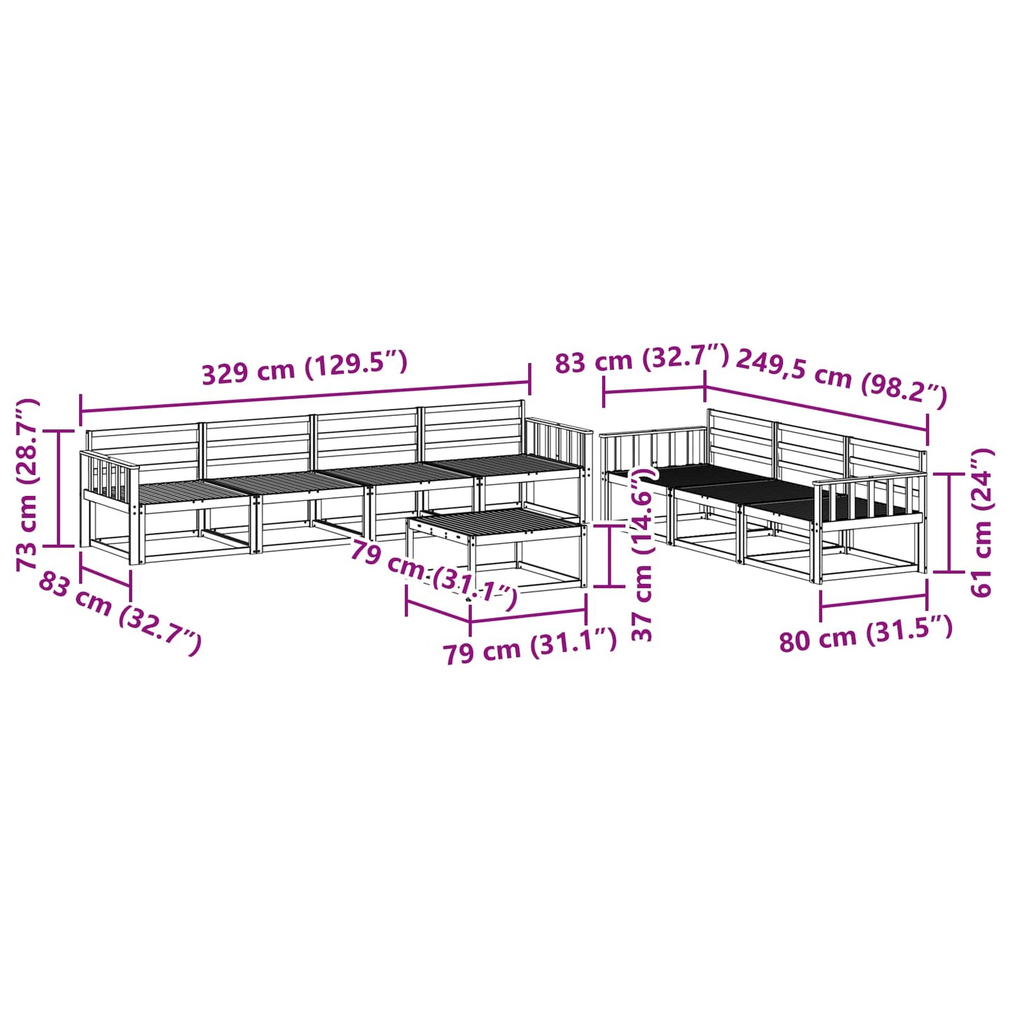 Utendørs sofa-sett 8 pcs Hvit