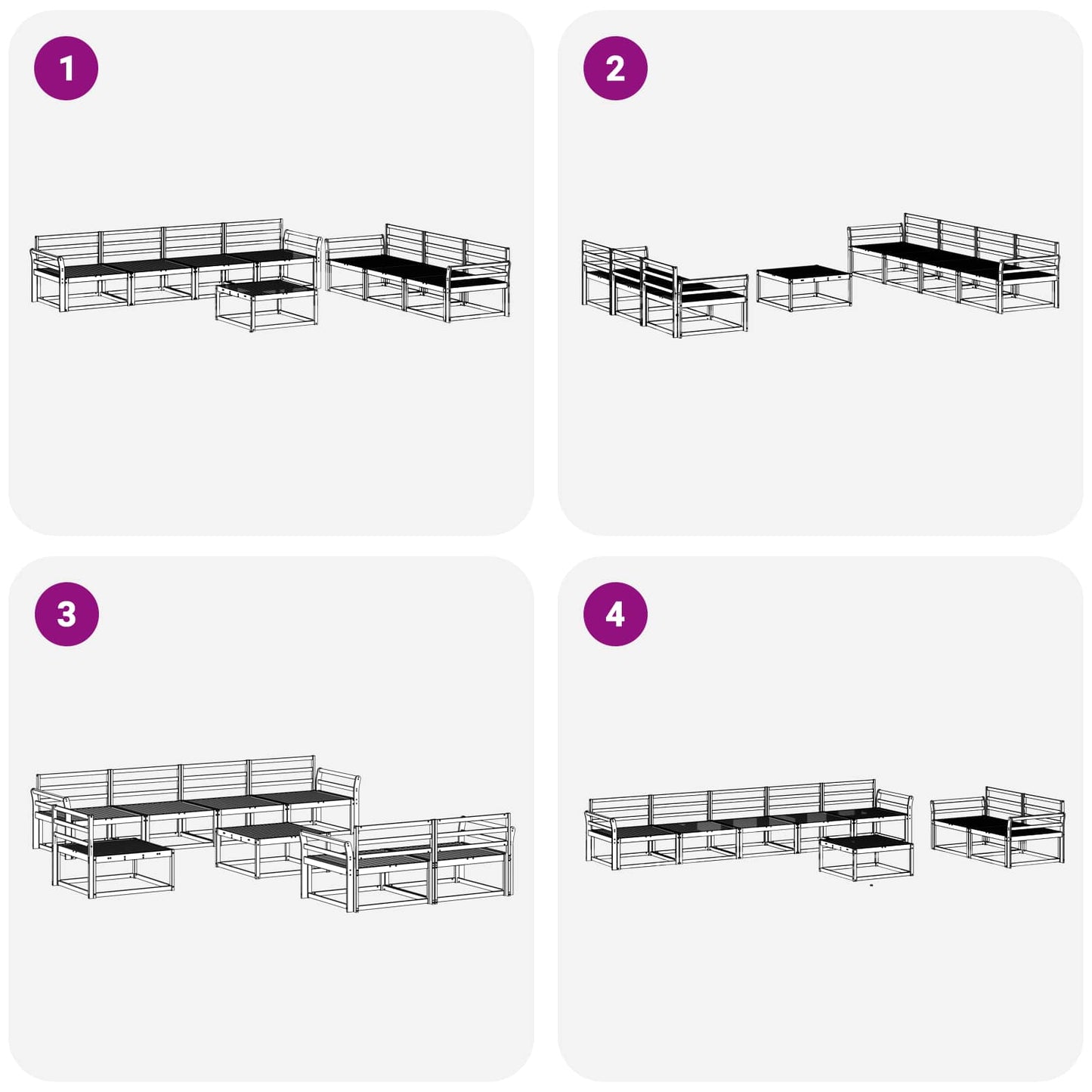 Utendørs sofa-sett 8 pcs Hvit