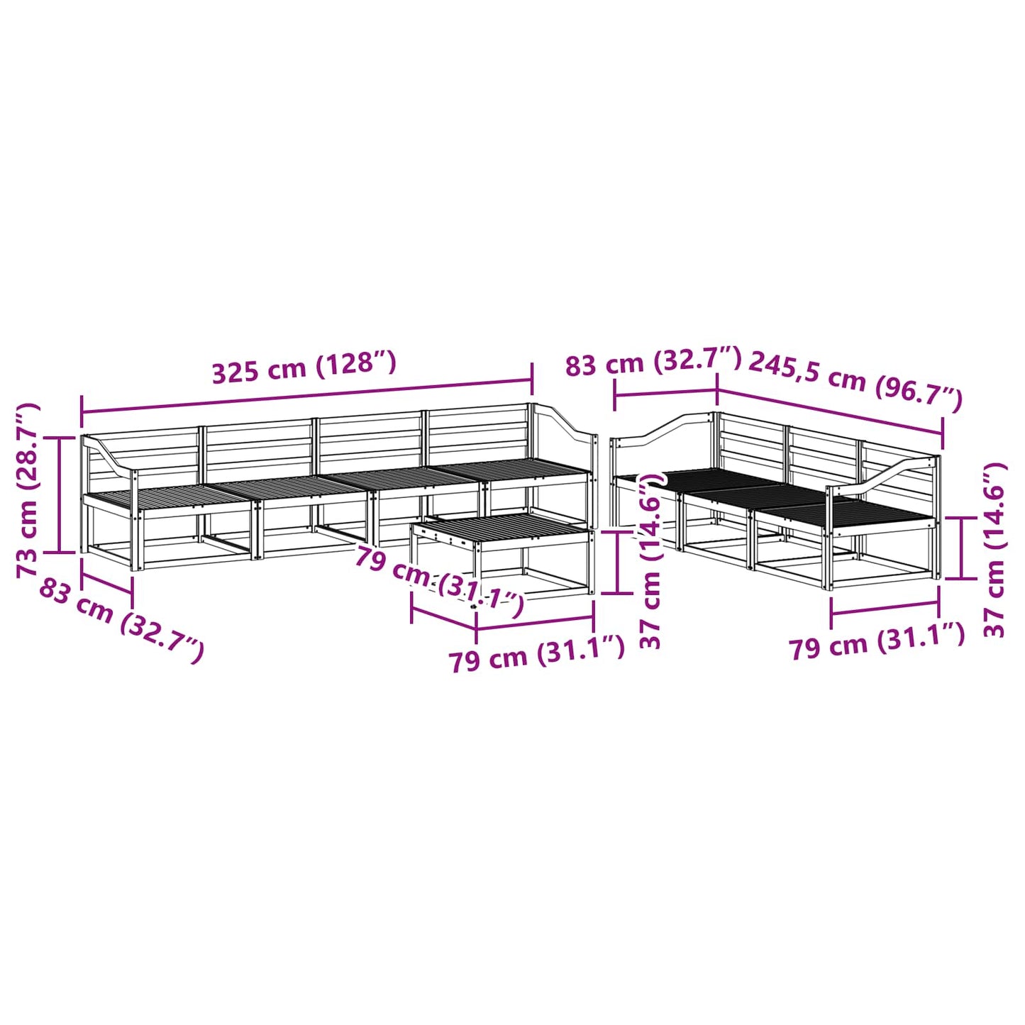 Utendørs sofa-sett 8 pcs Hvit